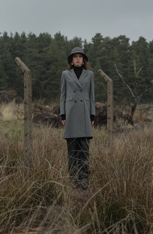 Gabardin Gri Palazzo Ceket - Fatma Atasoy