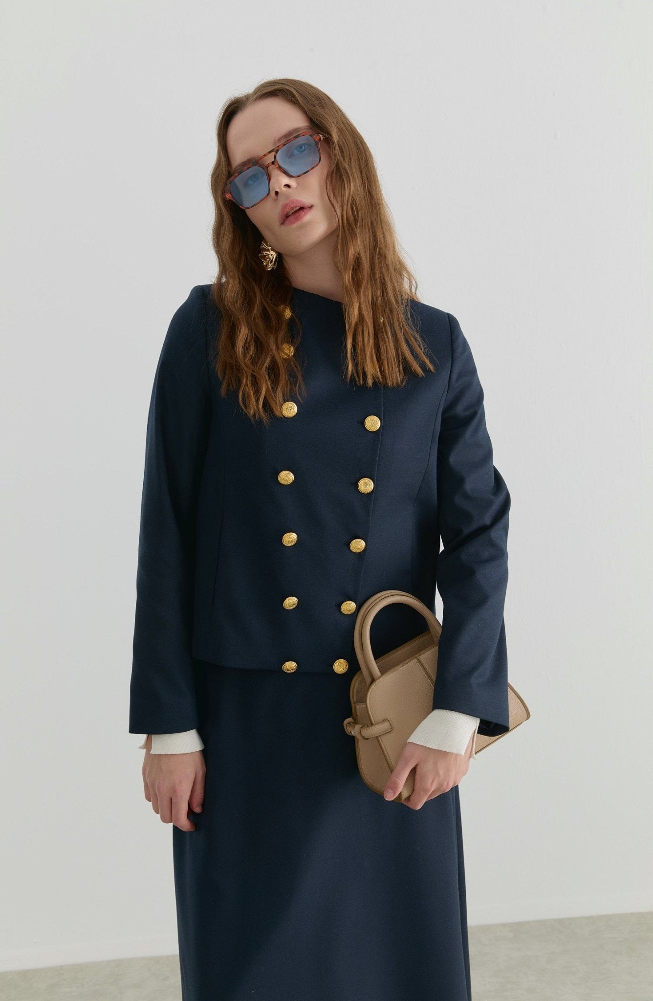 Gabardin Lacivert Ceket Etek Takım - Fatma Atasoy