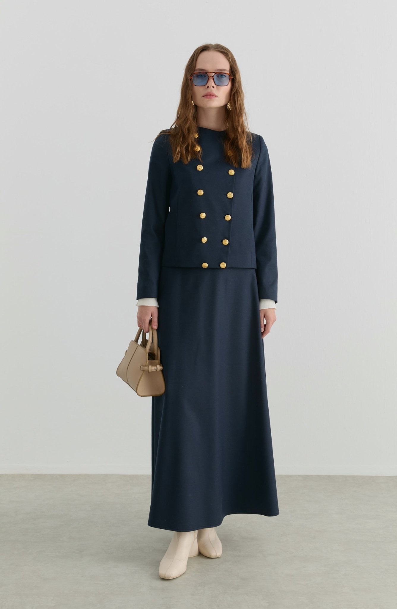 Gabardin Lacivert Ceket Etek Takım - Fatma Atasoy