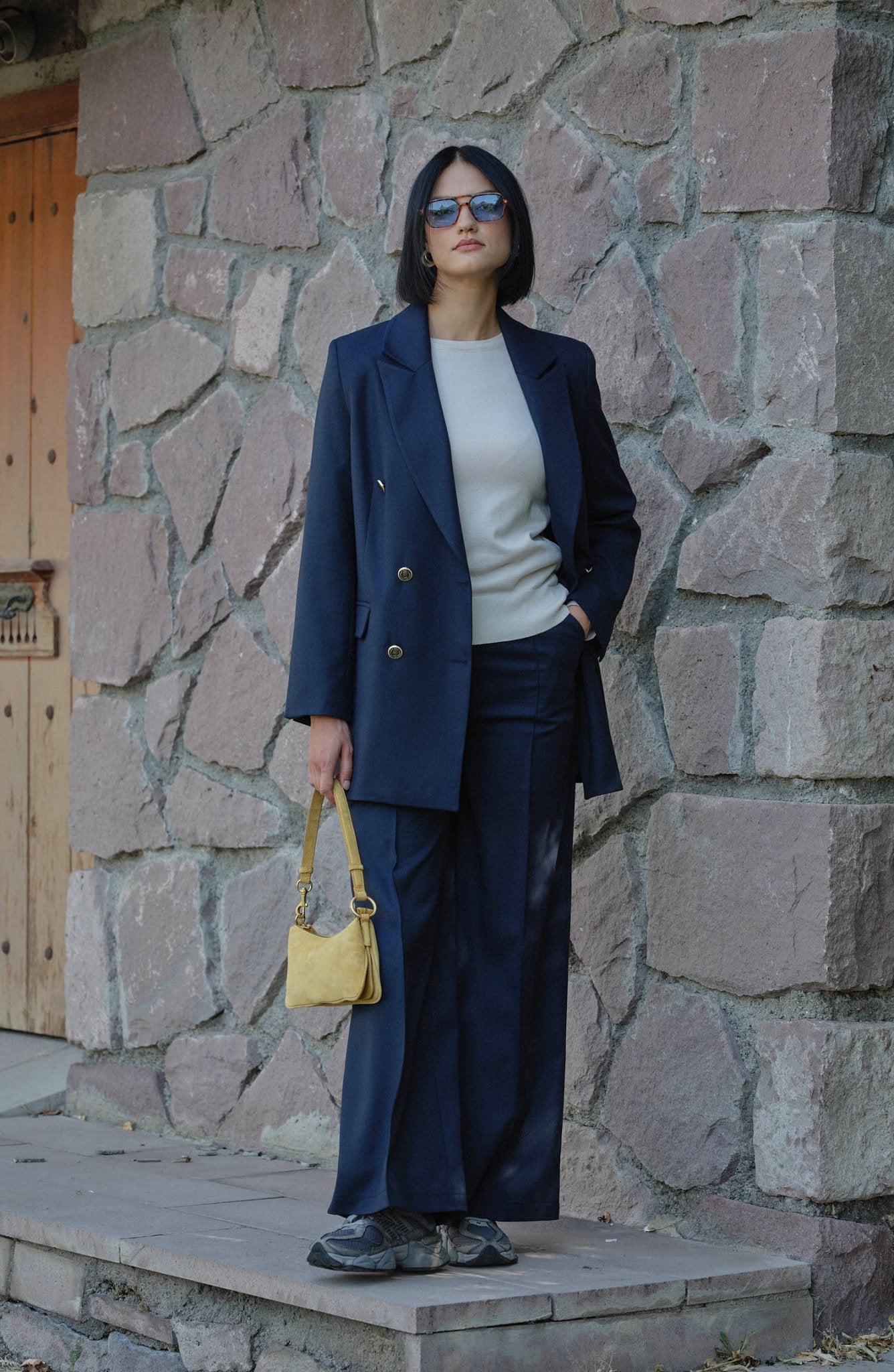 Gabardin Lacivert Dad Ceket - Fatma Atasoy