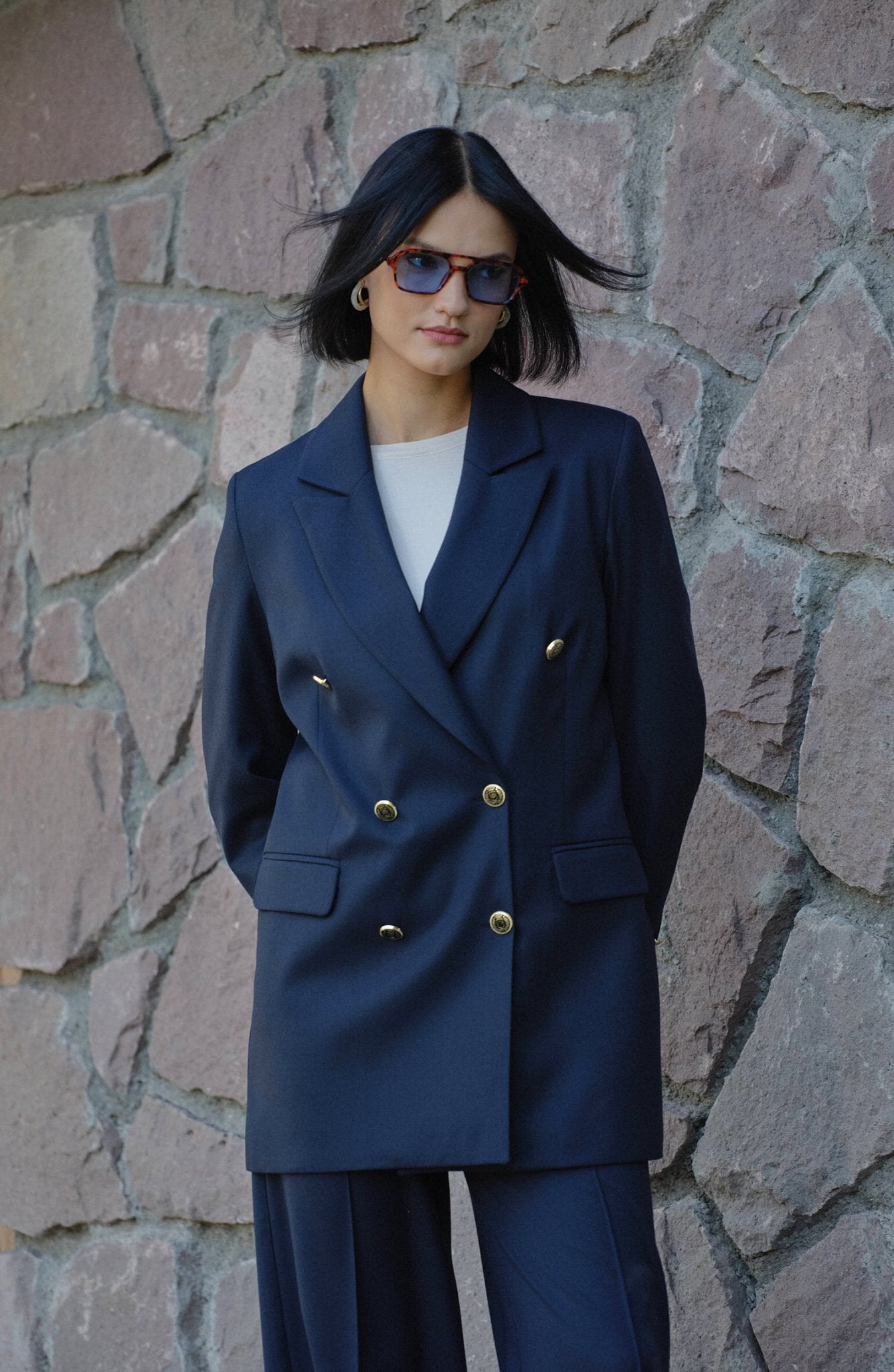 Gabardin Lacivert Dad Ceket - Fatma Atasoy