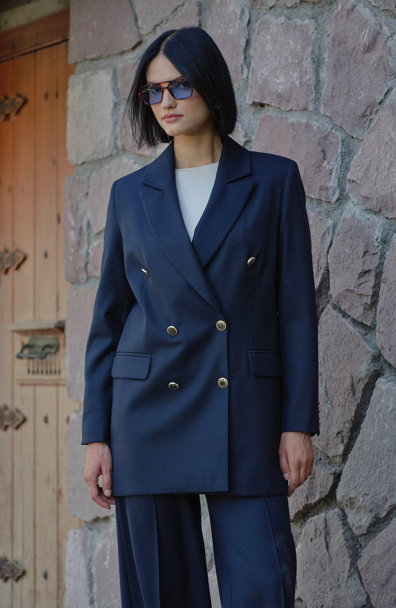 Gabardin Lacivert Dad Ceket - Fatma Atasoy