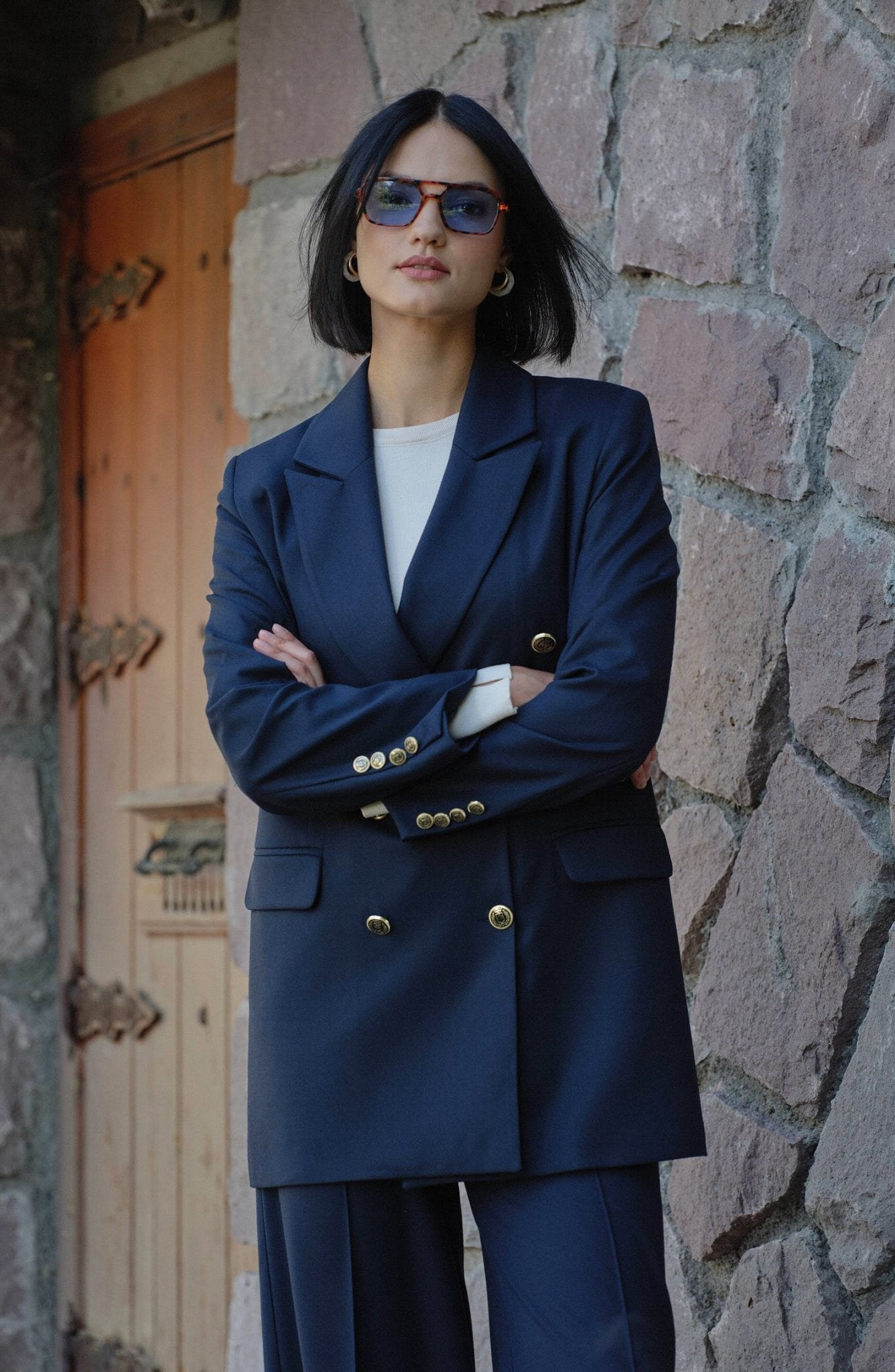Gabardin Lacivert Dad Ceket - Fatma Atasoy