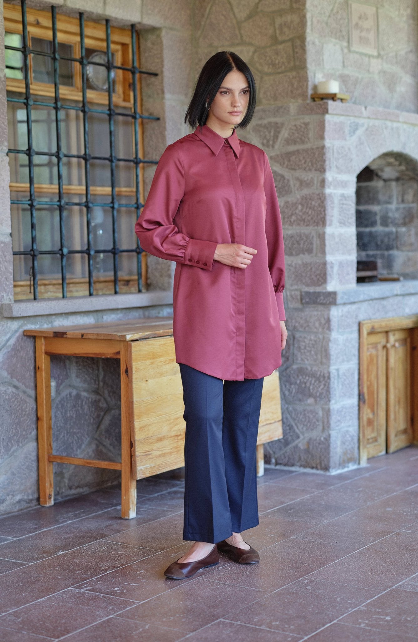 Gabardin Lacivert İspanyol Paça Pantolon - Fatma Atasoy