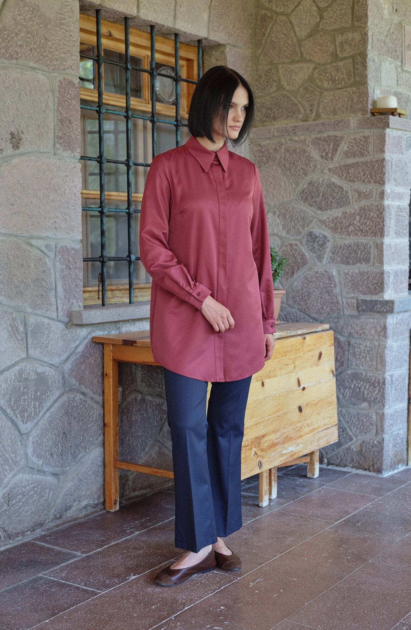 Gabardin Lacivert İspanyol Paça Pantolon - Fatma Atasoy