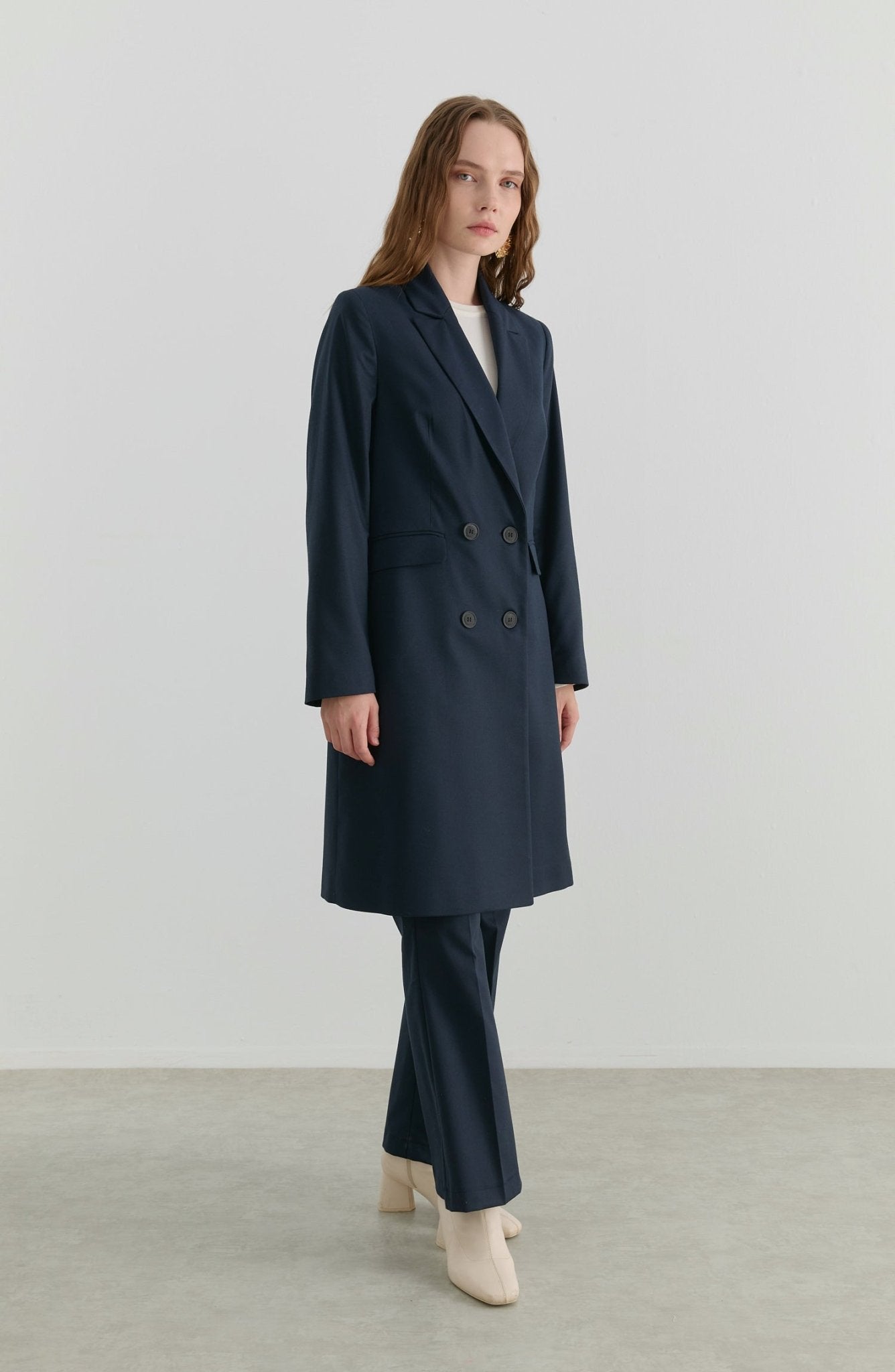 Gabardin Lacivert Palazzo Ceket - Fatma Atasoy