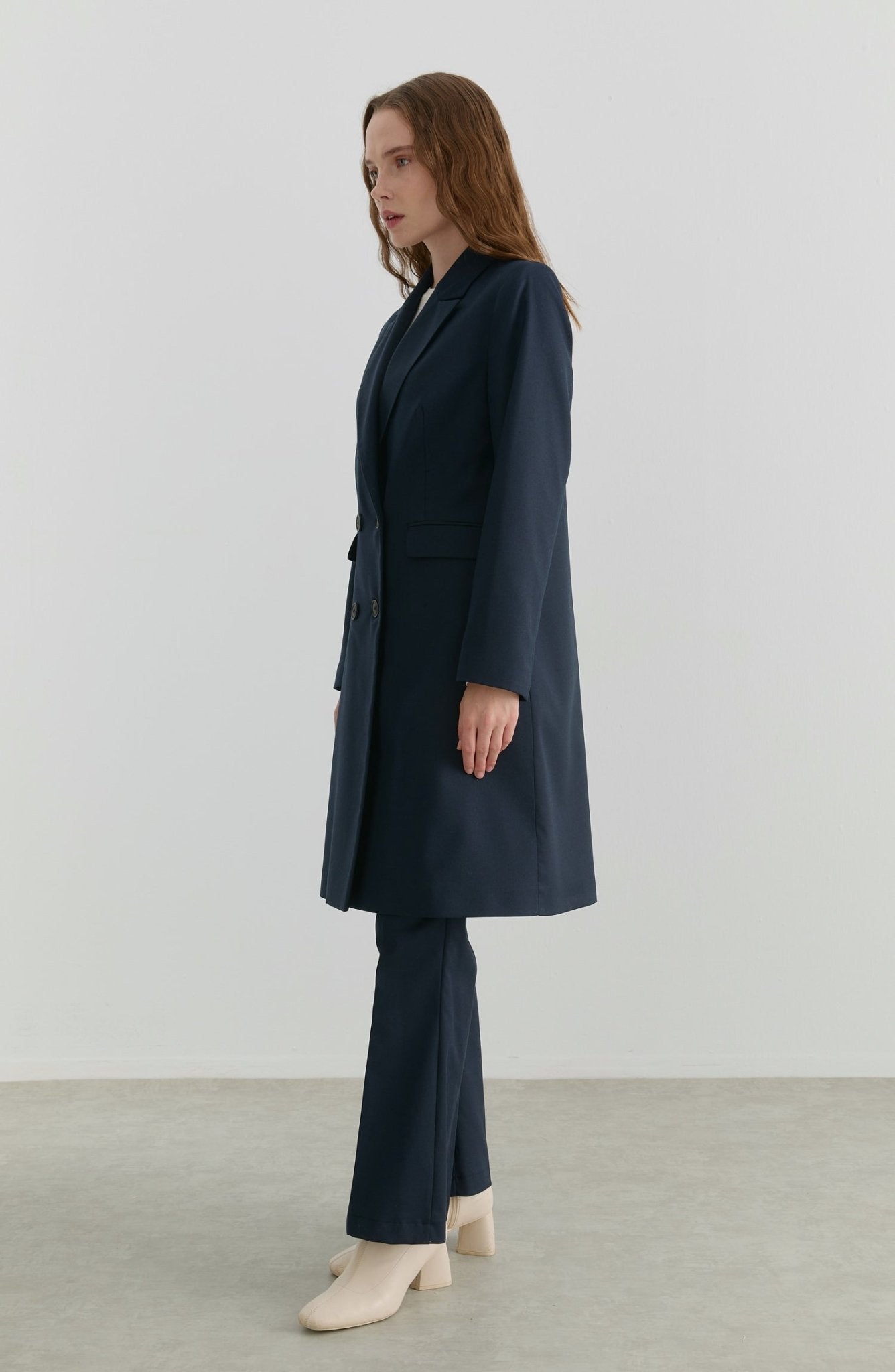 Gabardin Lacivert Palazzo Ceket - Fatma Atasoy