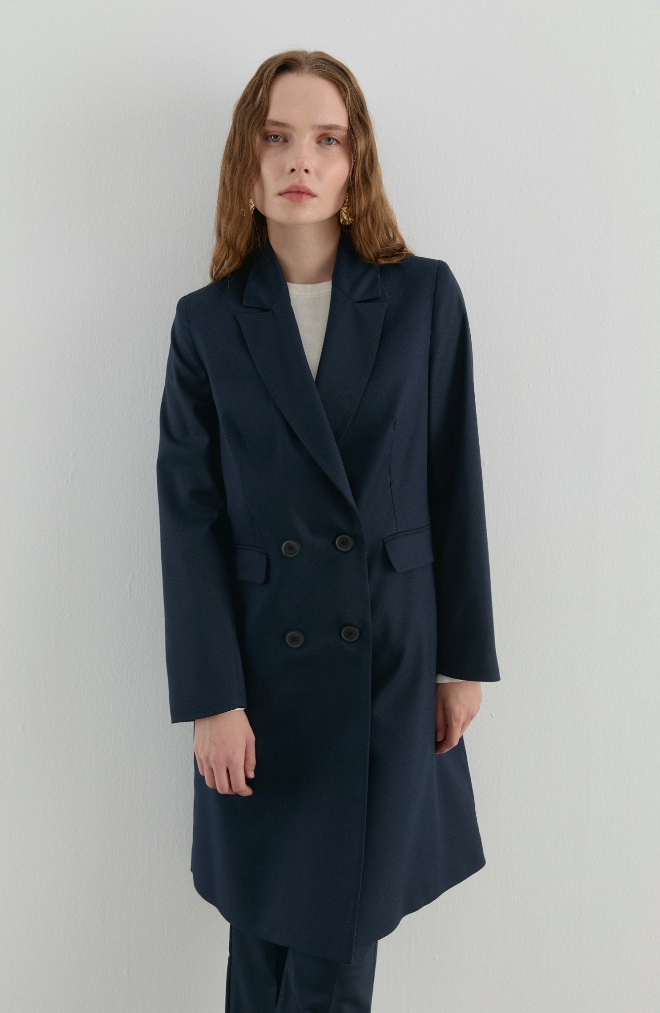 Gabardin Lacivert Palazzo Ceket - Fatma Atasoy