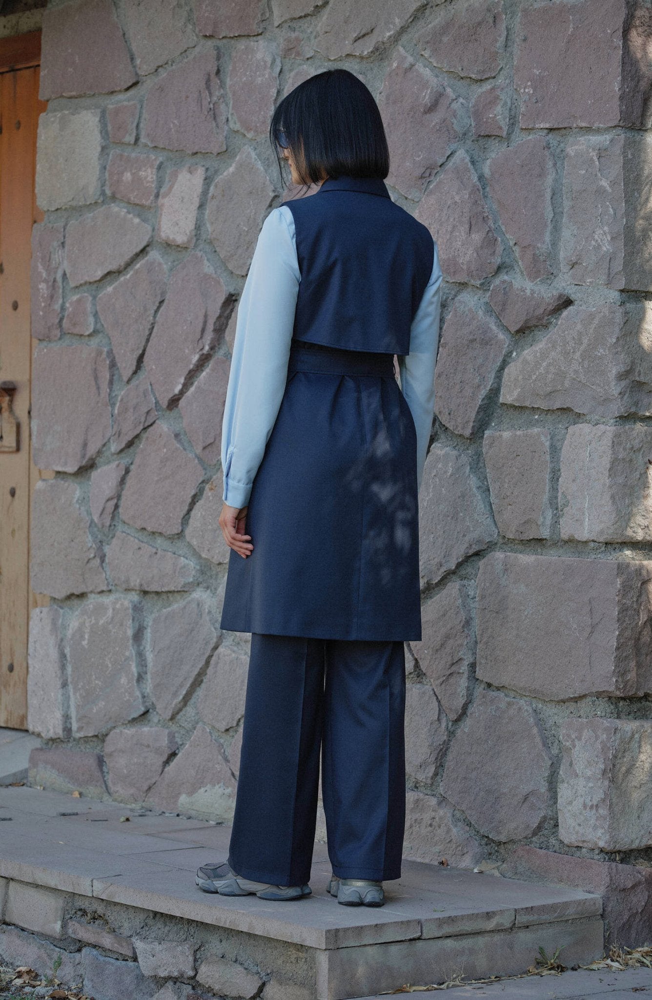 Gabardin Lacivert Palazzo Pantolon - Fatma Atasoy