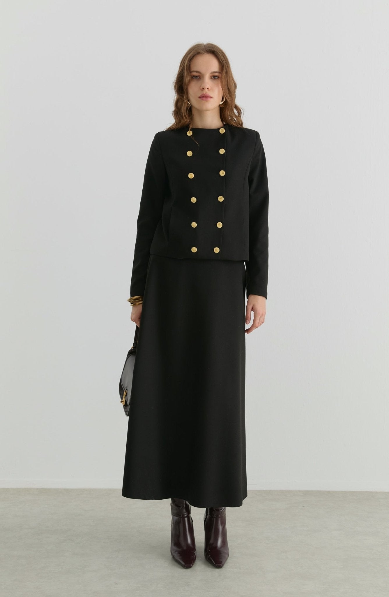 Gabardin Siyah Ceket Etek Takım - Fatma Atasoy