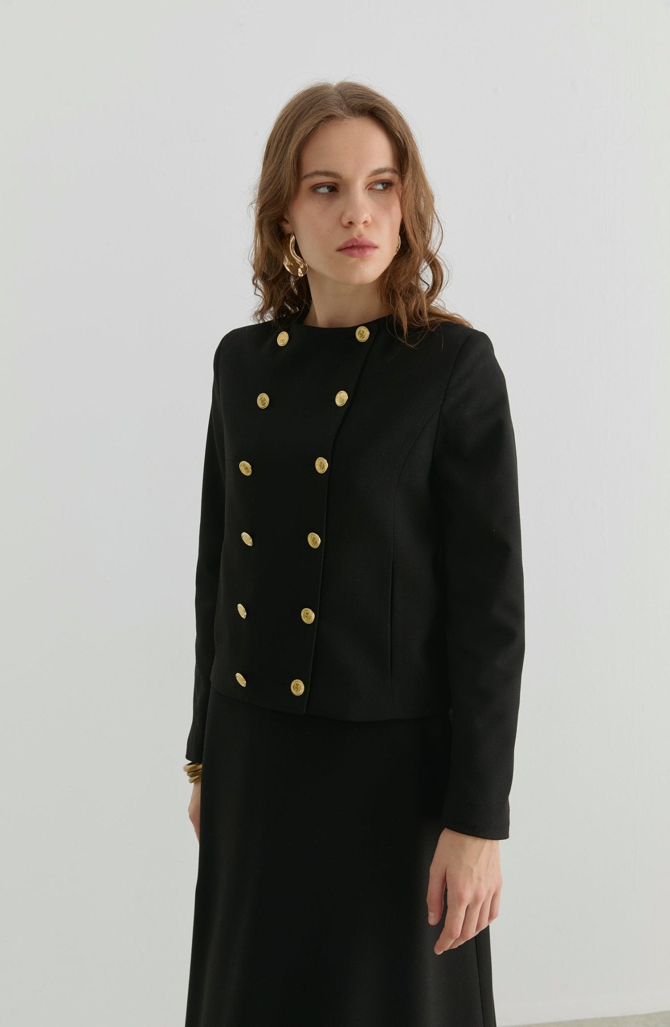 Gabardin Siyah Ceket Etek Takım - Fatma Atasoy