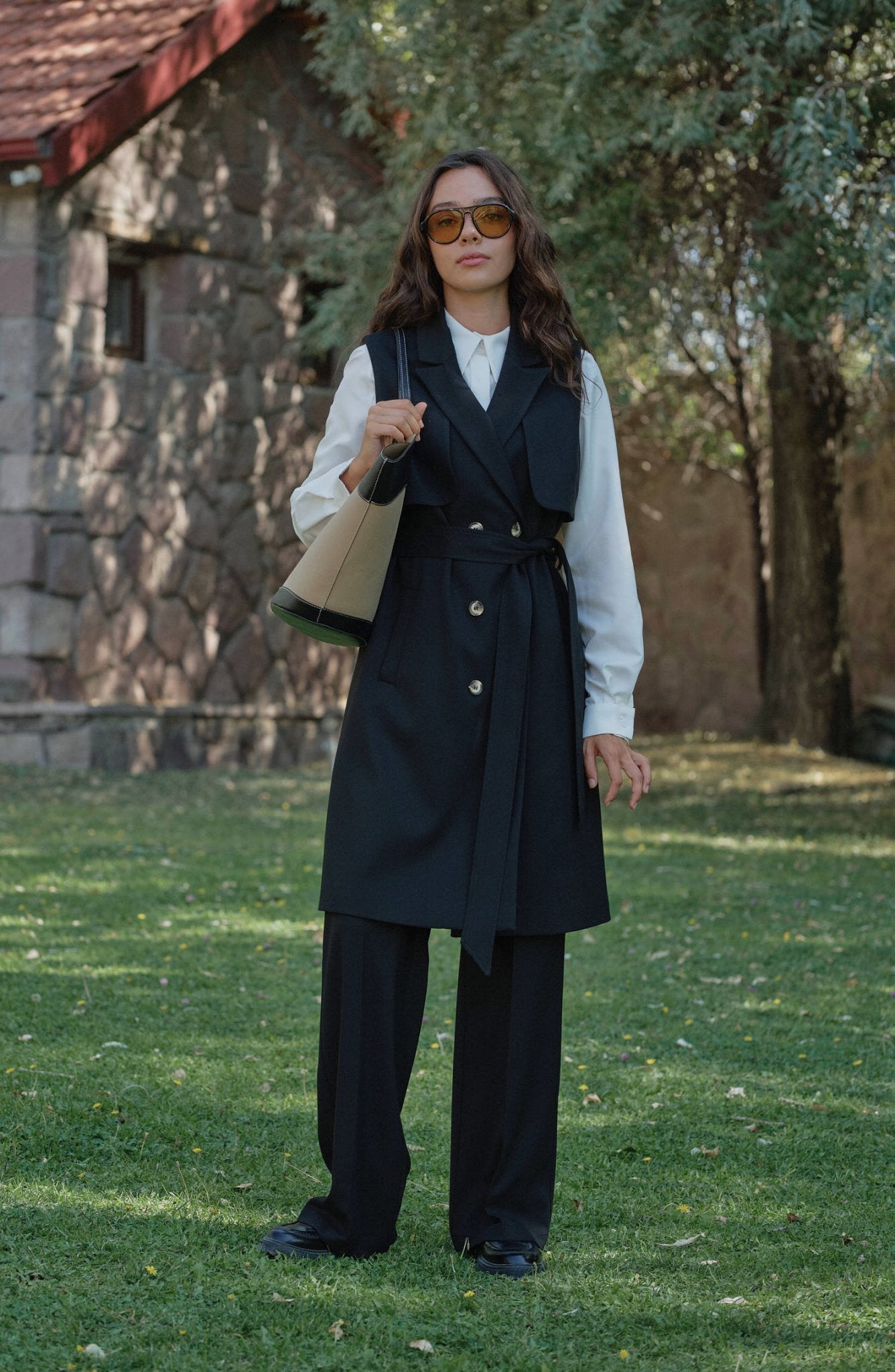 Gabardin Siyah Palazzo Pantolon - Fatma Atasoy