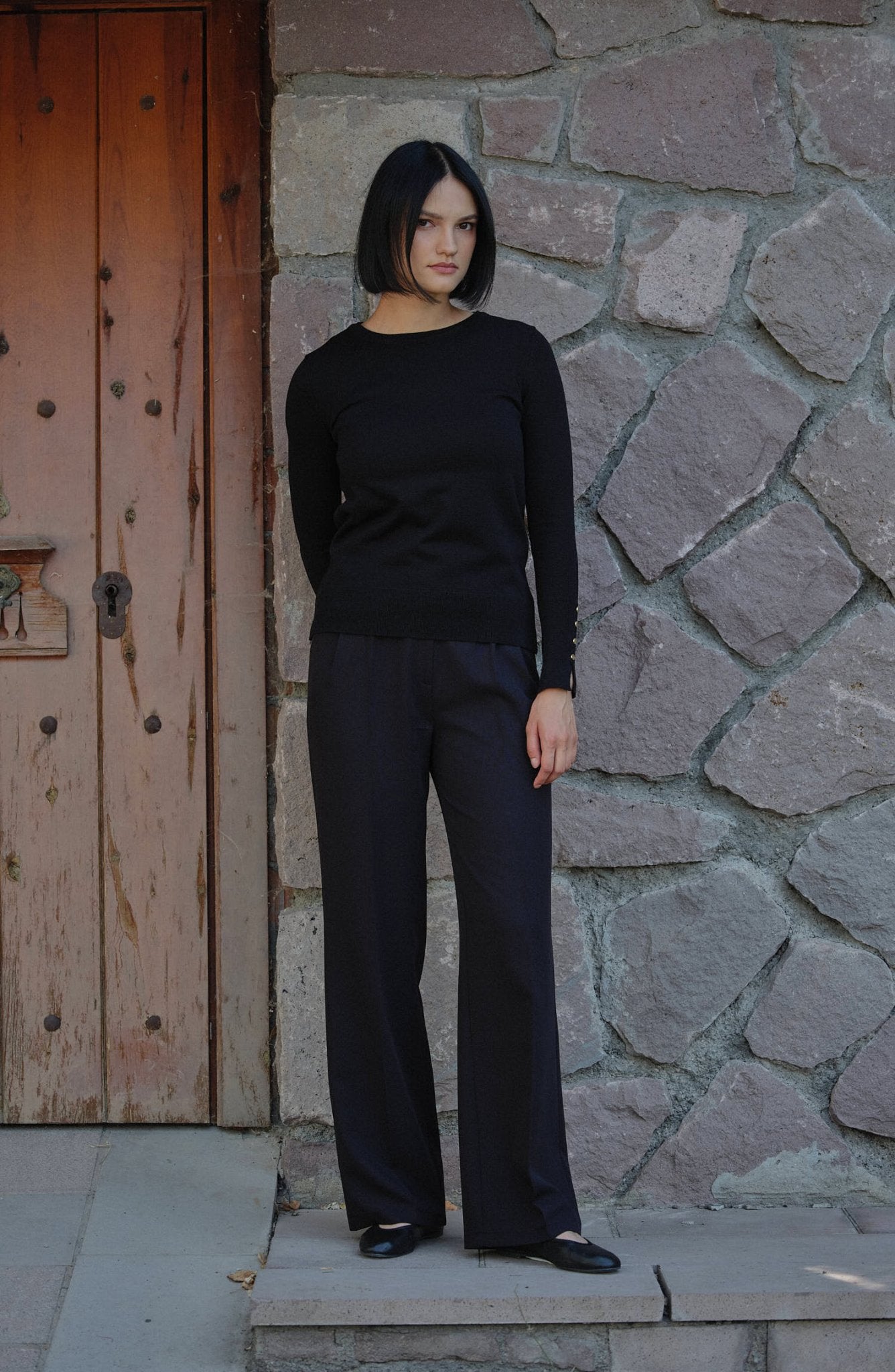 Gabardin Siyah Palazzo Pantolon - Fatma Atasoy