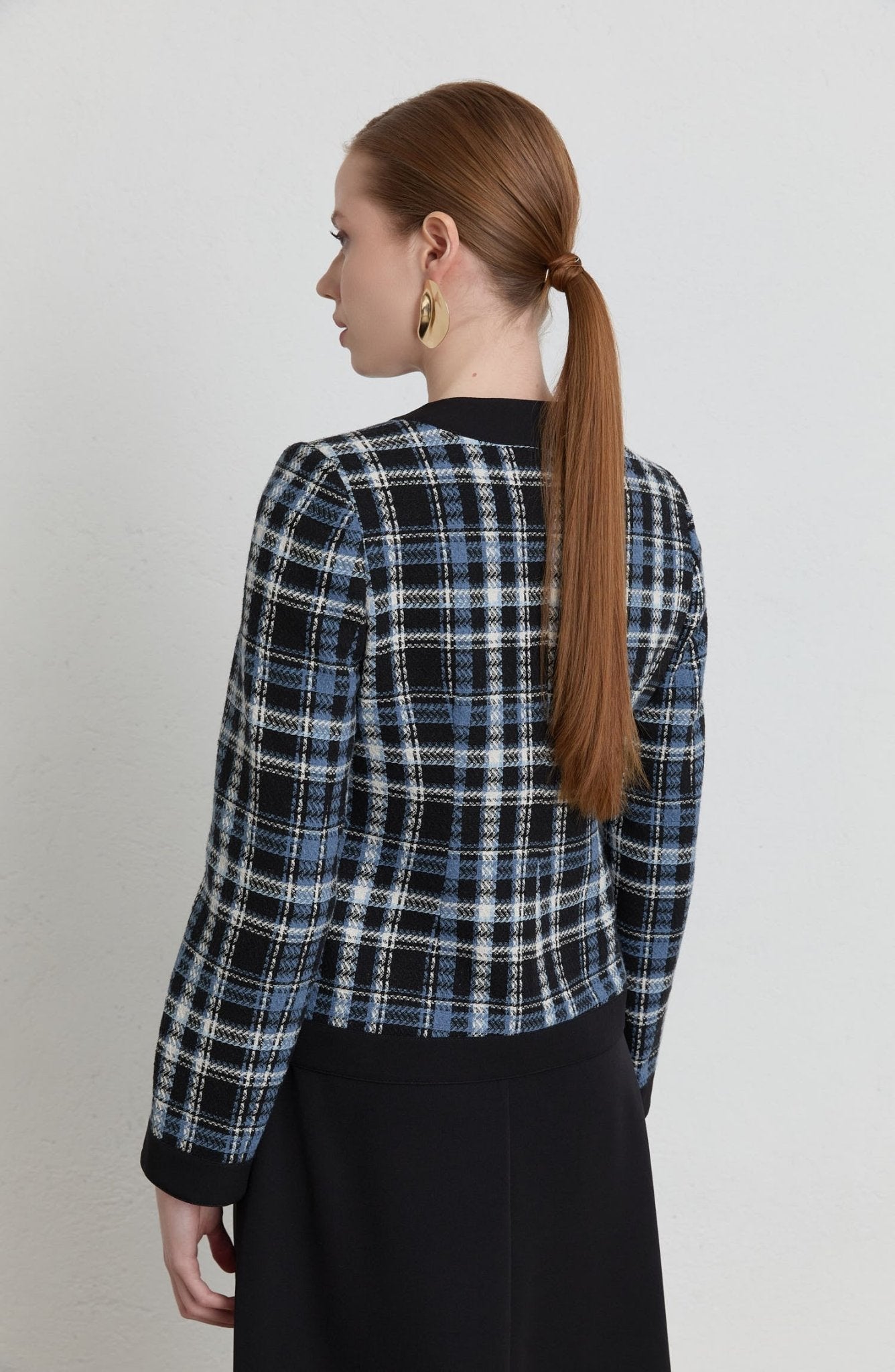 Garnili Ekose İndigo Tüvit Ceket - Fatma Atasoy