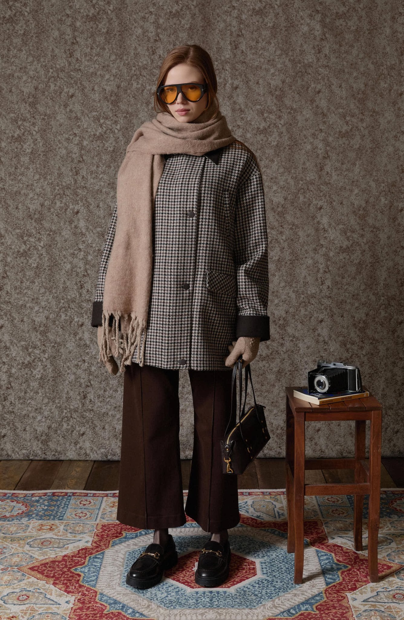 Garnili Kazayağı Acı Kahve Ceket Kaban - Fatma Atasoy