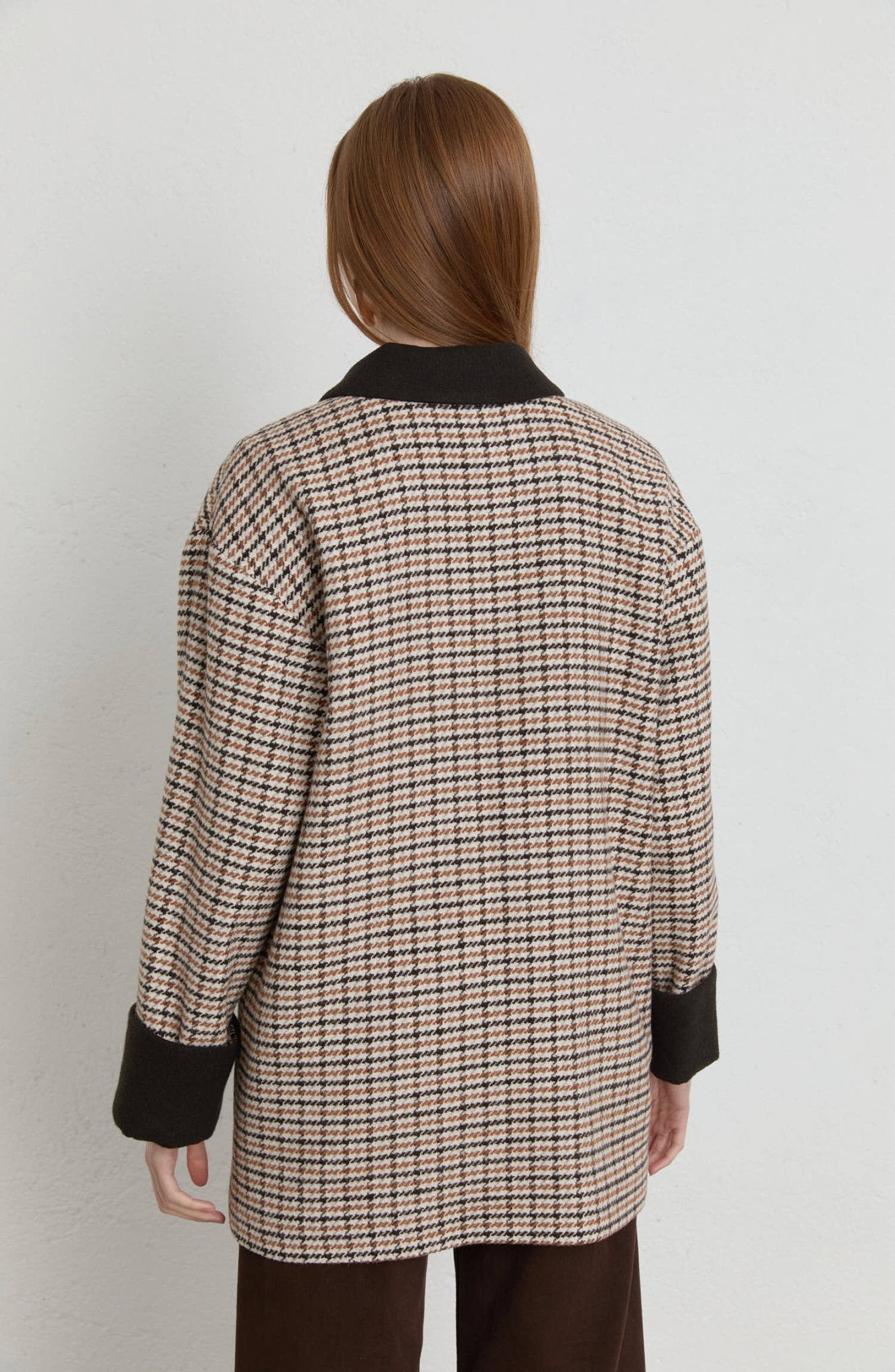 Garnili Kazayağı Sütlü Kahve Ceket Kaban - Fatma Atasoy