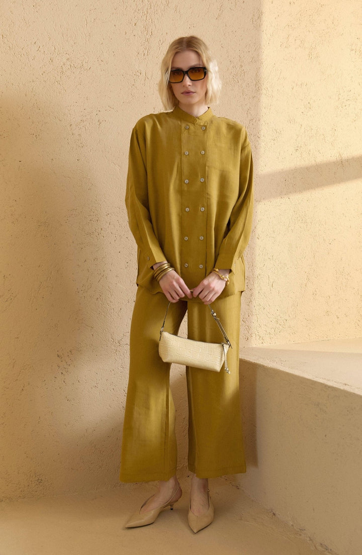 Geniş Patlı Hardal Soft Touch Tensel İkili Takım - Fatma Atasoy