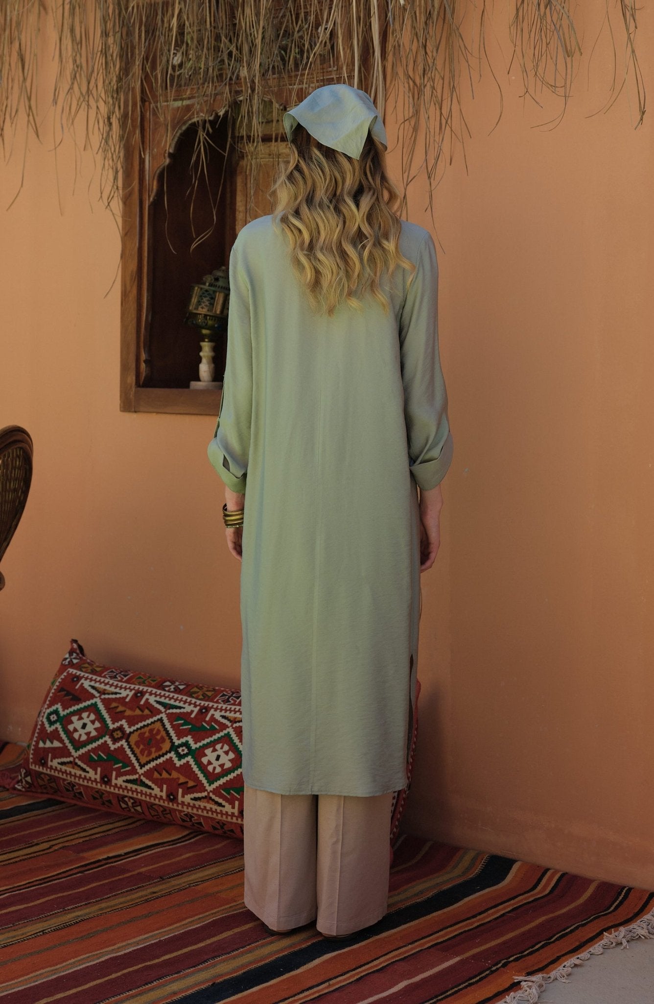 Geniş Patlı Maksi Mint Tunik - Fatma Atasoy