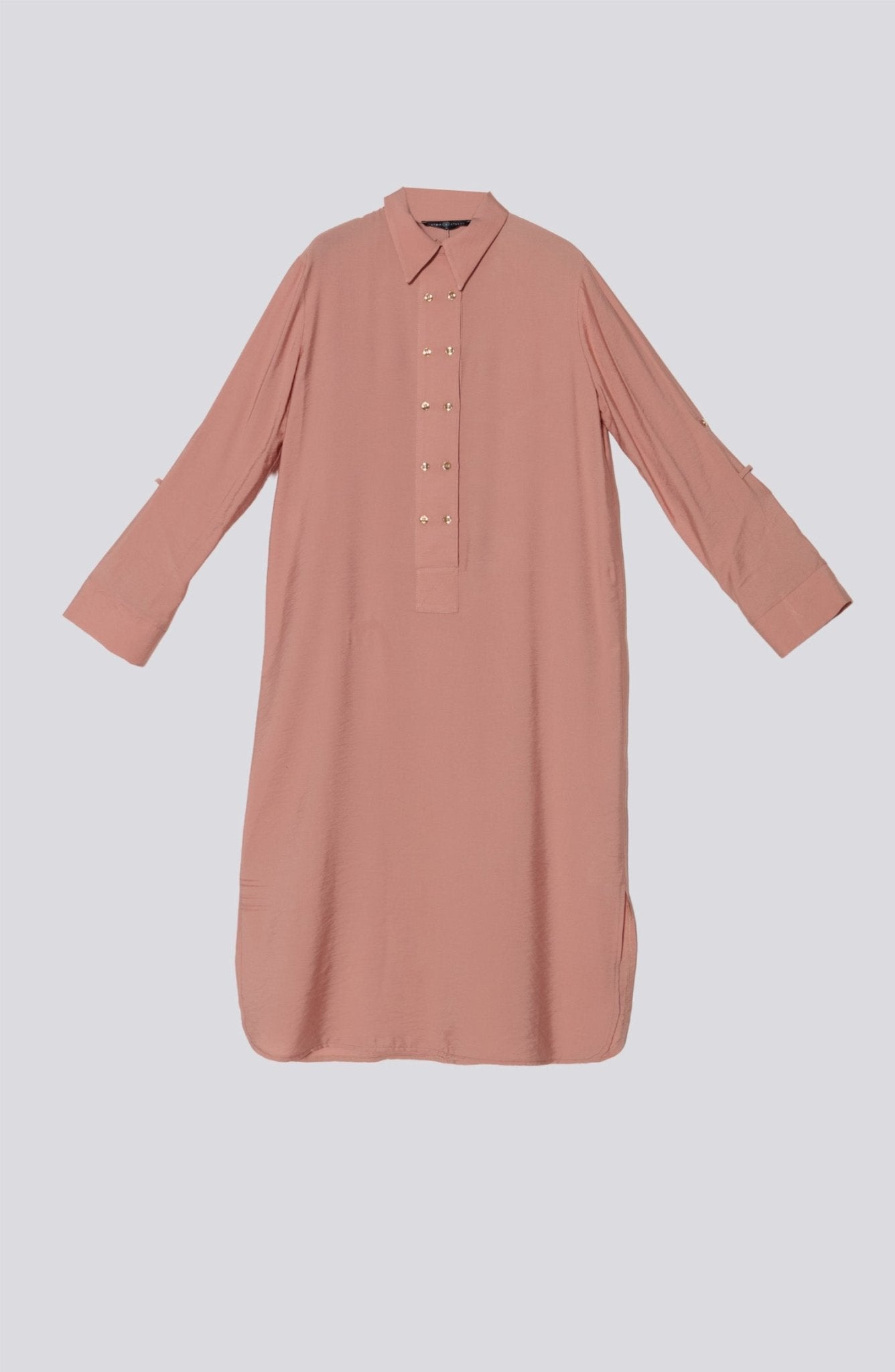 Geniş Patlı Maksi Soft Pembe Tunik - Fatma Atasoy