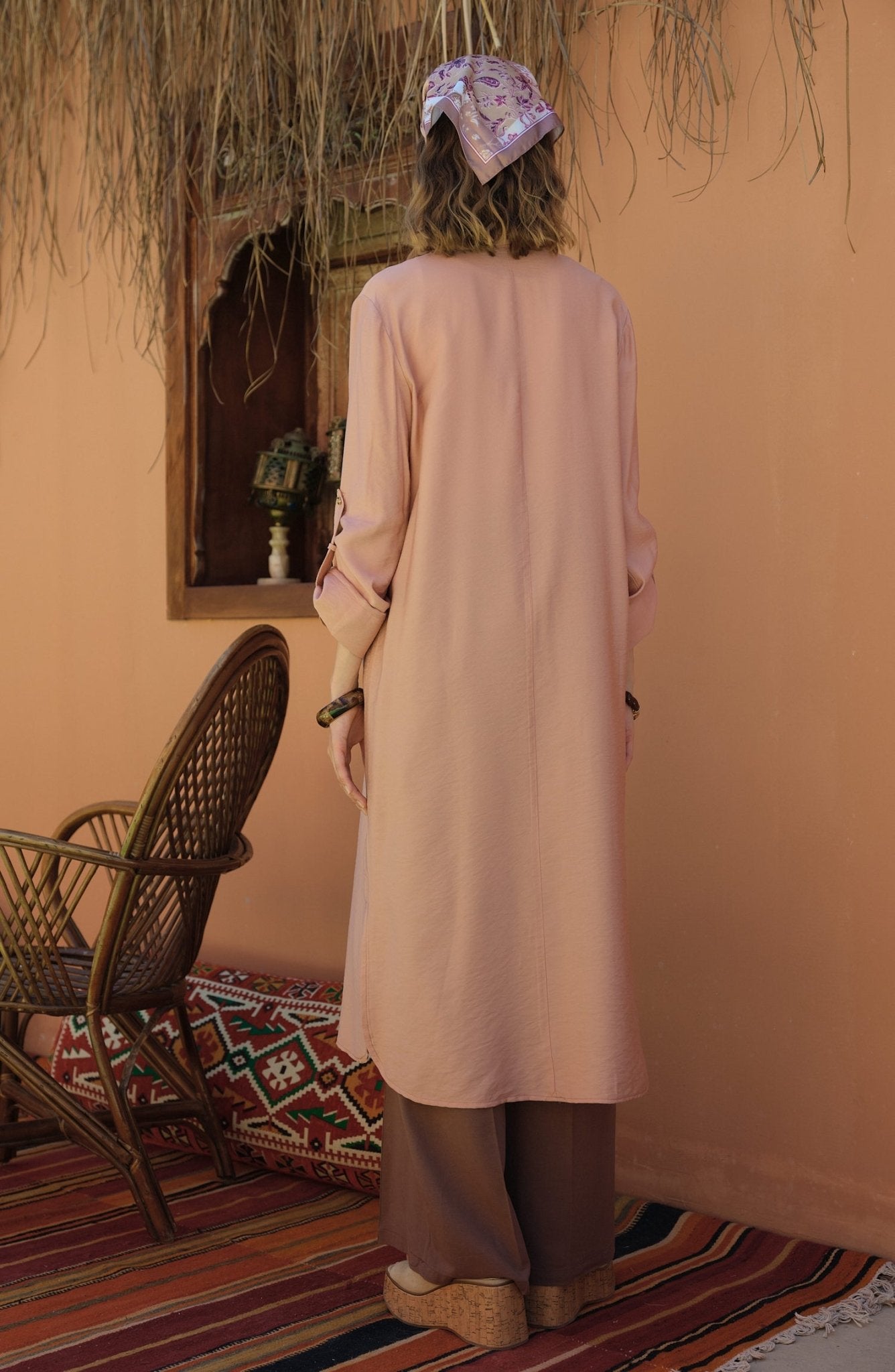 Geniş Patlı Maksi Soft Pembe Tunik - Fatma Atasoy