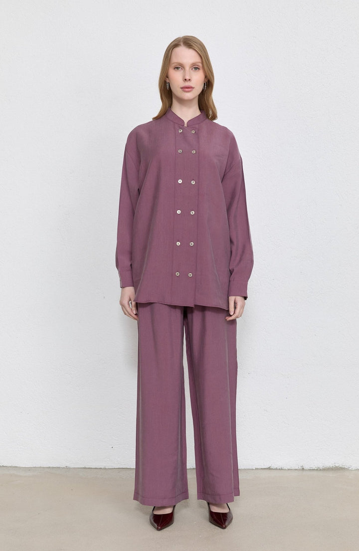 Geniş Patlı Mürdüm Soft Touch Tensel İkili Takım - Fatma Atasoy