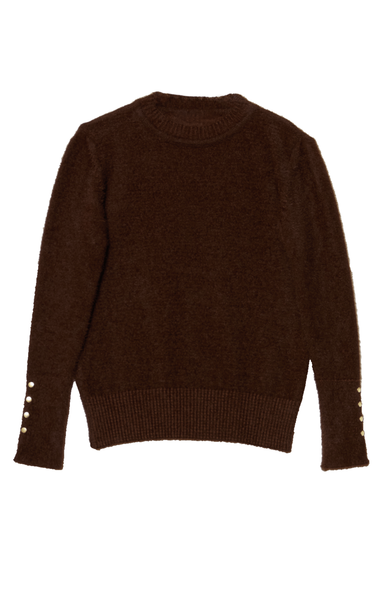 Gold Düğmeli Acı Kahve Kısa Basic Yumoş Triko Kazak - Fatma Atasoy