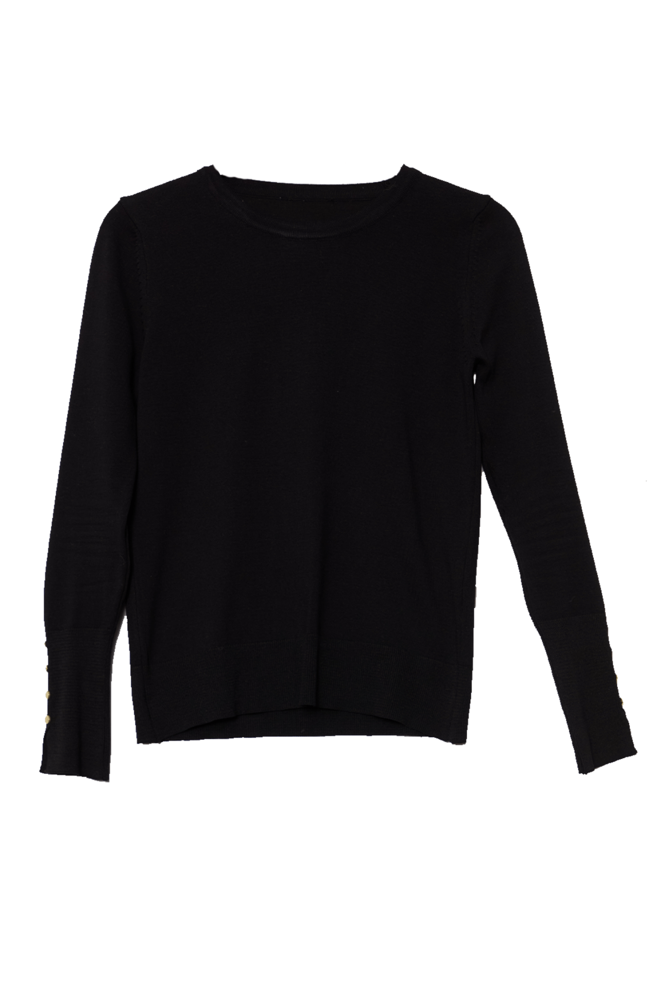 Gold Düğmeli Siyah Kısa Basic Yumoş Triko Kazak - Fatma Atasoy