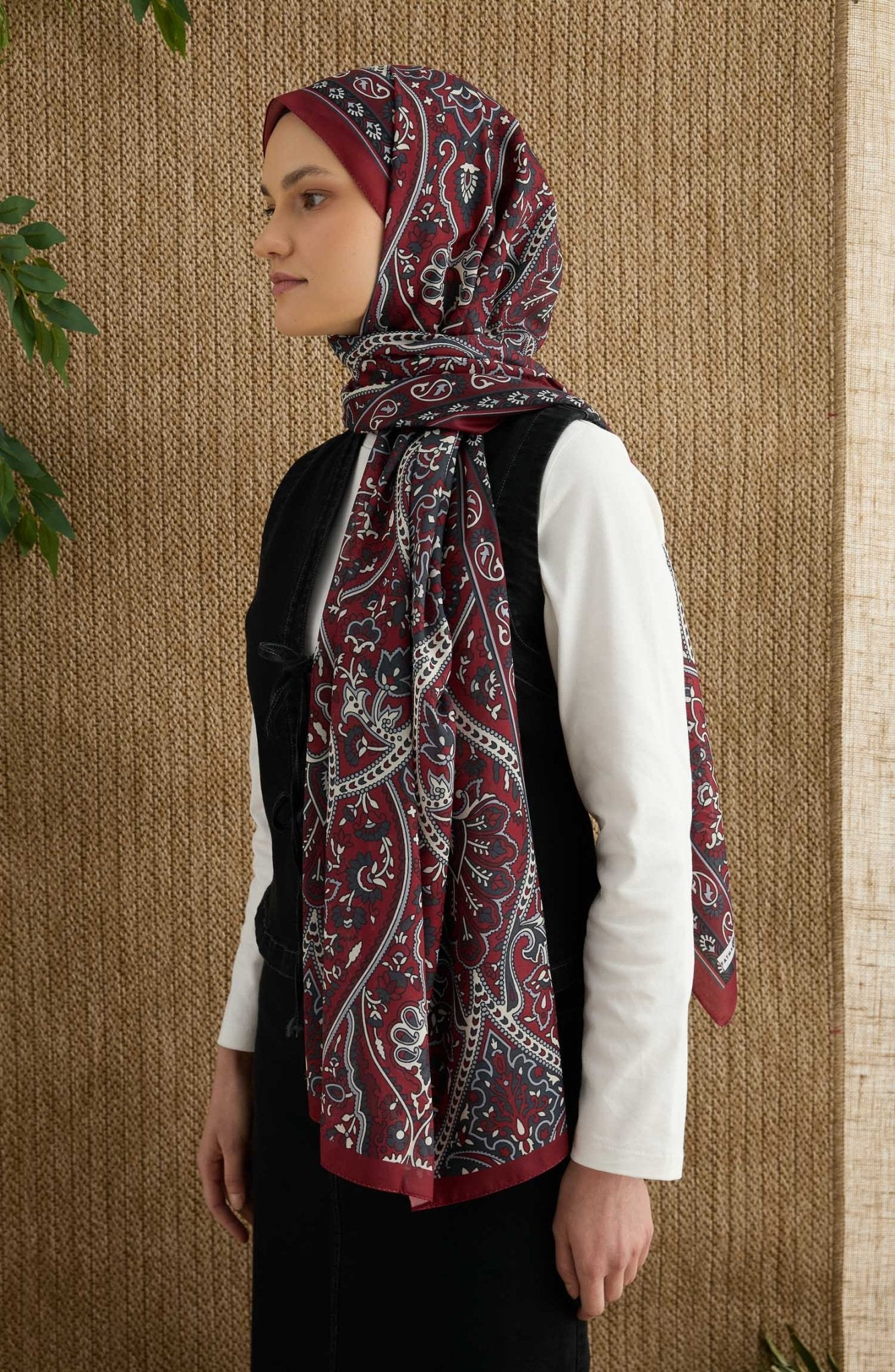 Hera Bordo Etnik Desen Şal - Fatma Atasoy
