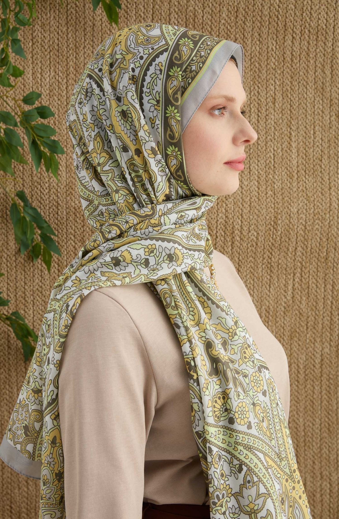 Hera Sarı Etnik Desen Şal - Fatma Atasoy