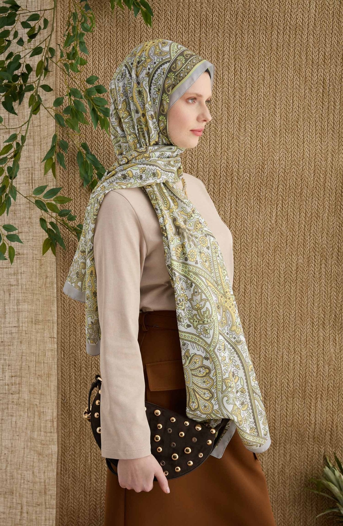 Hera Sarı Etnik Desen Şal - Fatma Atasoy