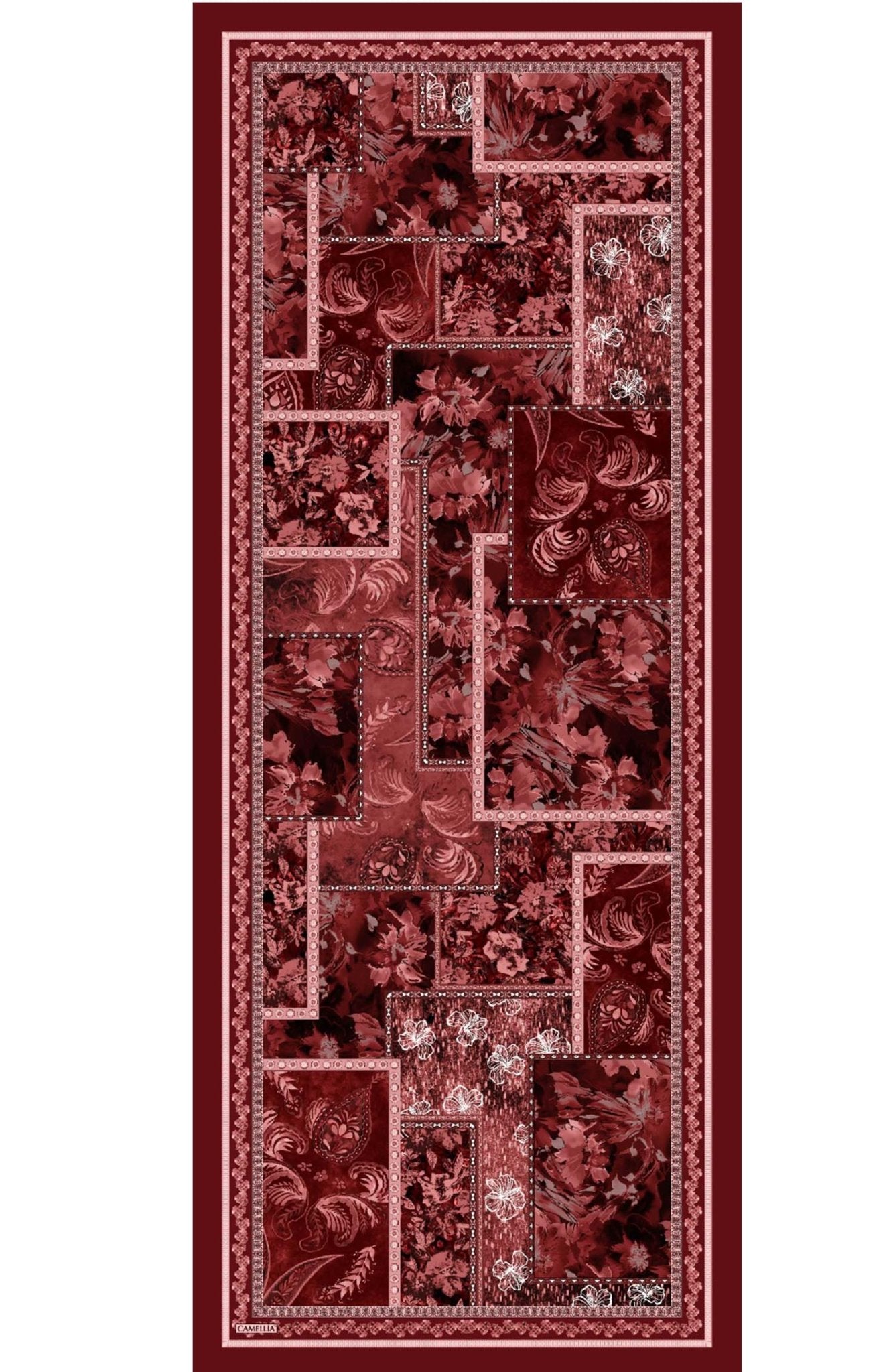 Hibisca Bordo Etnik Desenli Şal - Fatma Atasoy