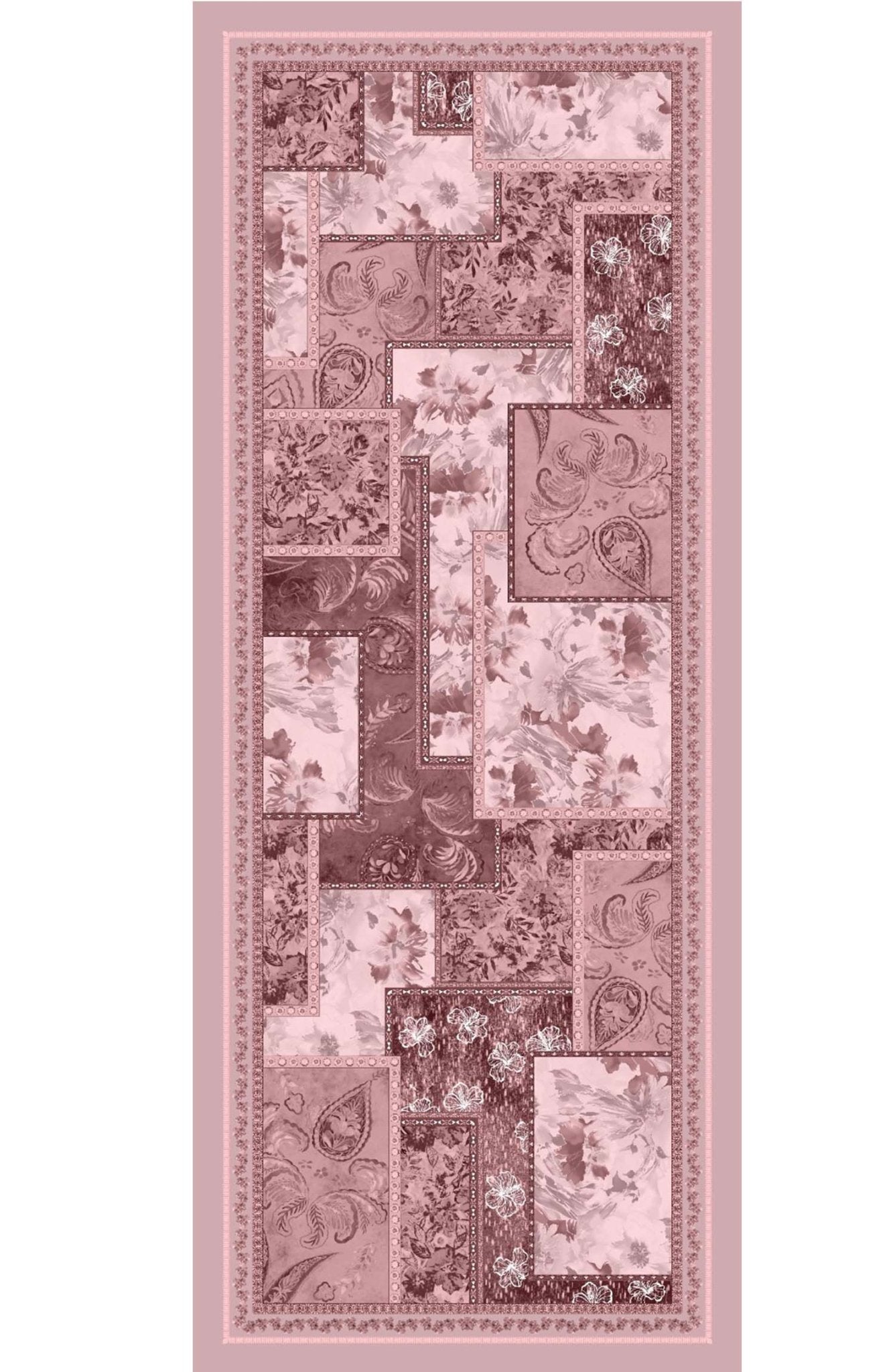 Hibisca Soft Pembe Etnik Desenli Şal - Fatma Atasoy