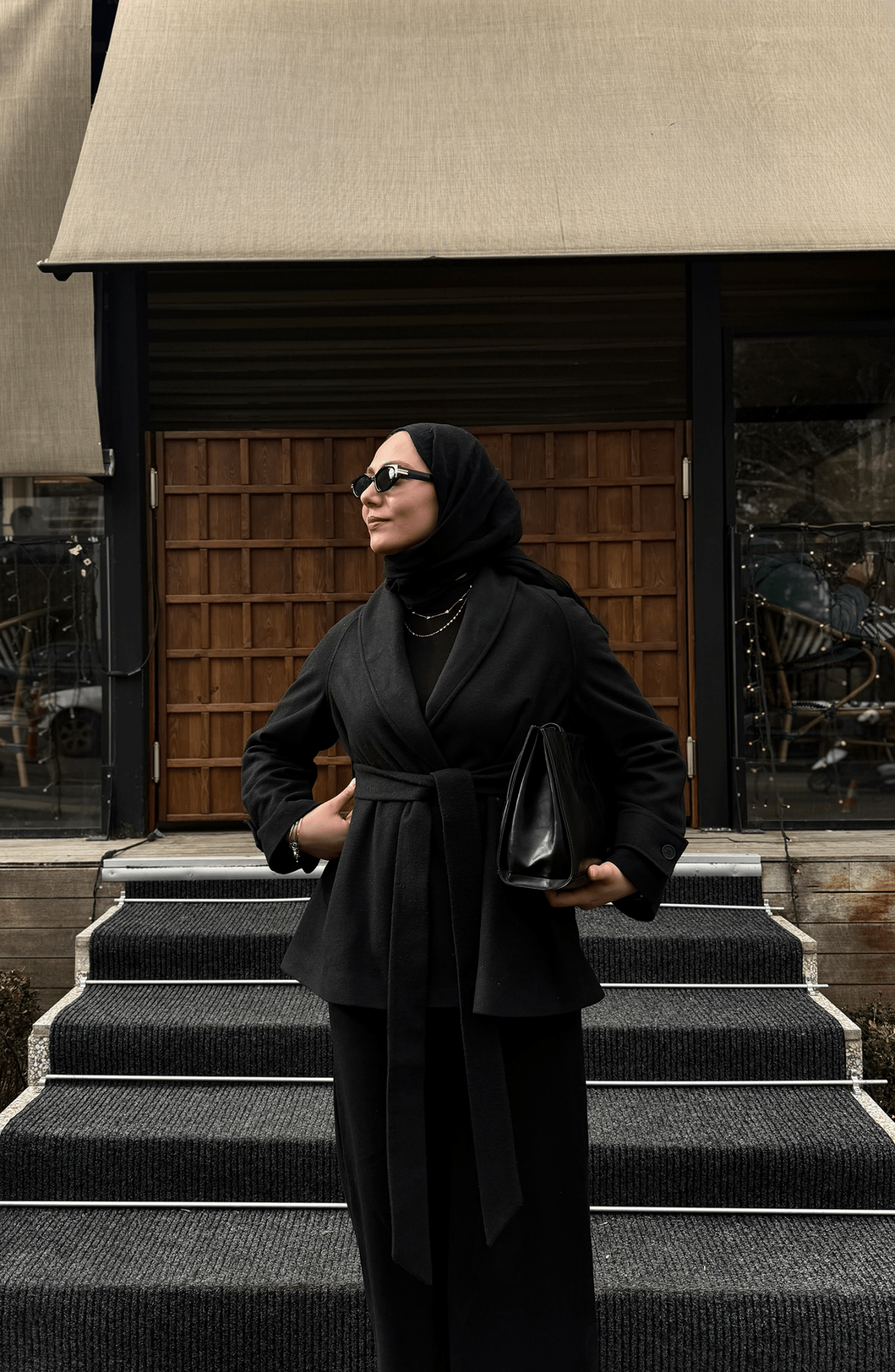 İnce Siyah Midi Ceket Kaban - Fatma Atasoy