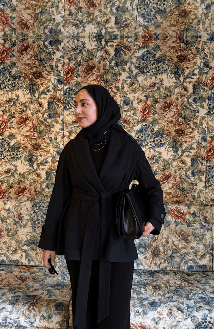İnce Siyah Midi Ceket Kaban - Fatma Atasoy