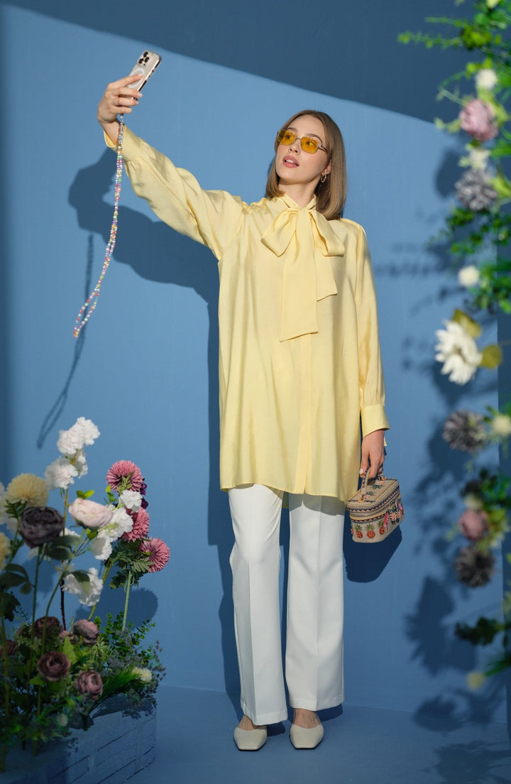 İspanyol Paça Pantolon Ekru - Fatma Atasoy