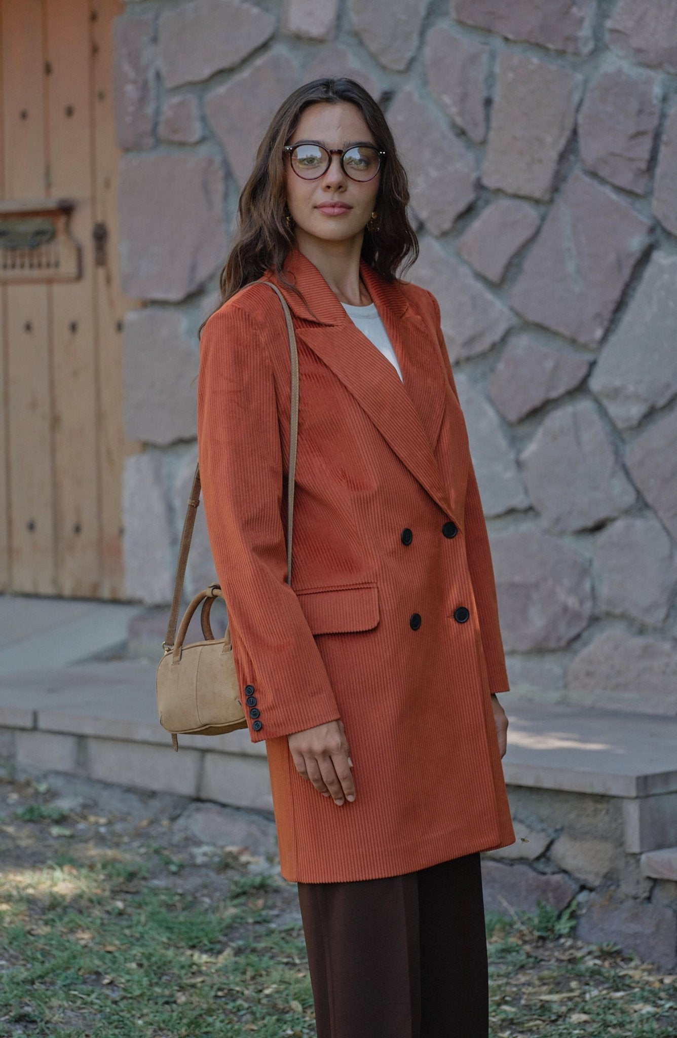 Kadife Kiremit Dad Ceket - Fatma Atasoy