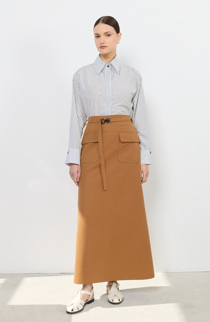 Kapak Cepli Taba Evaze Etek - Fatma Atasoy