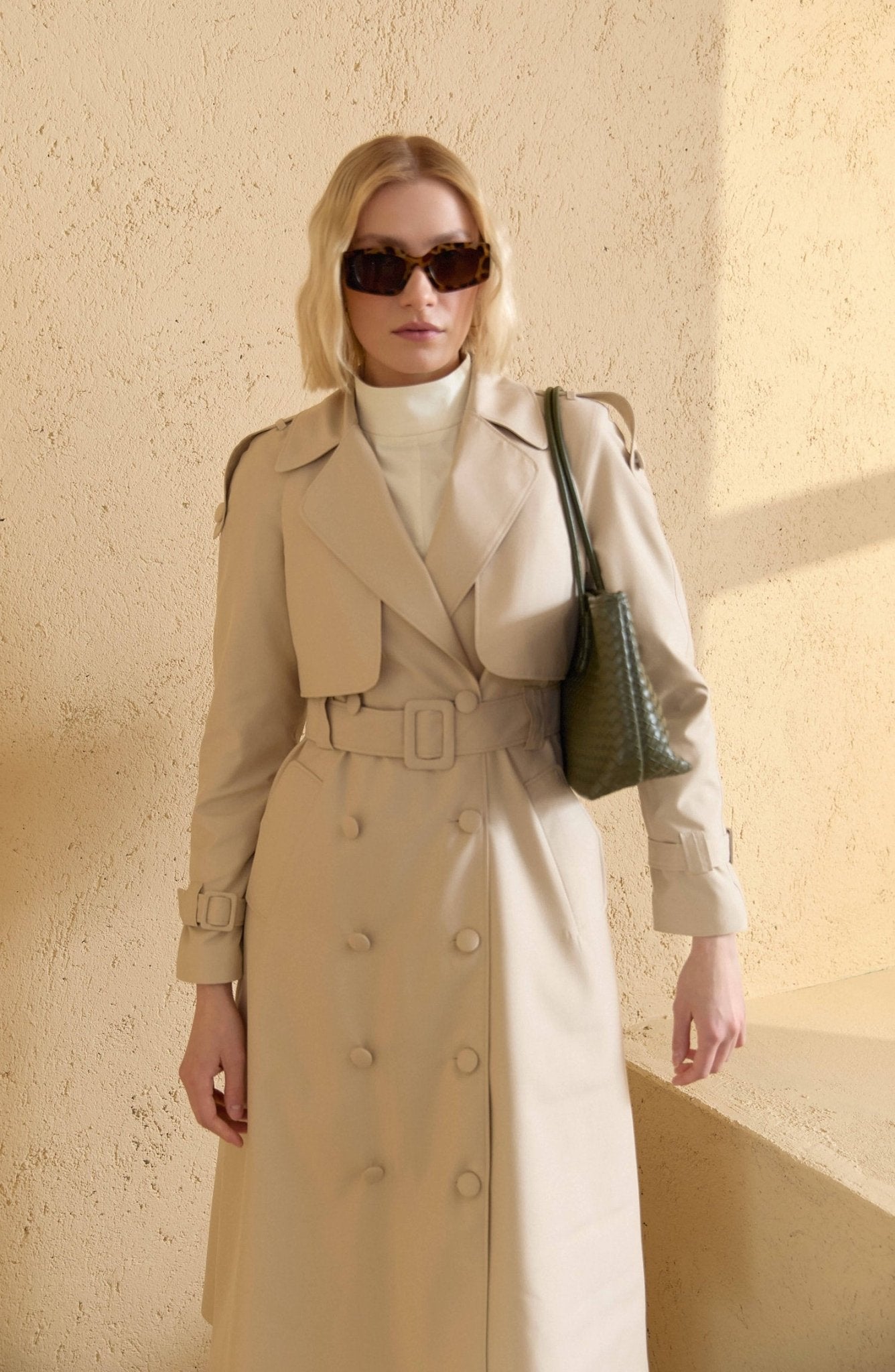 Kaplama Kemerli Taş Trençkot - Fatma Atasoy