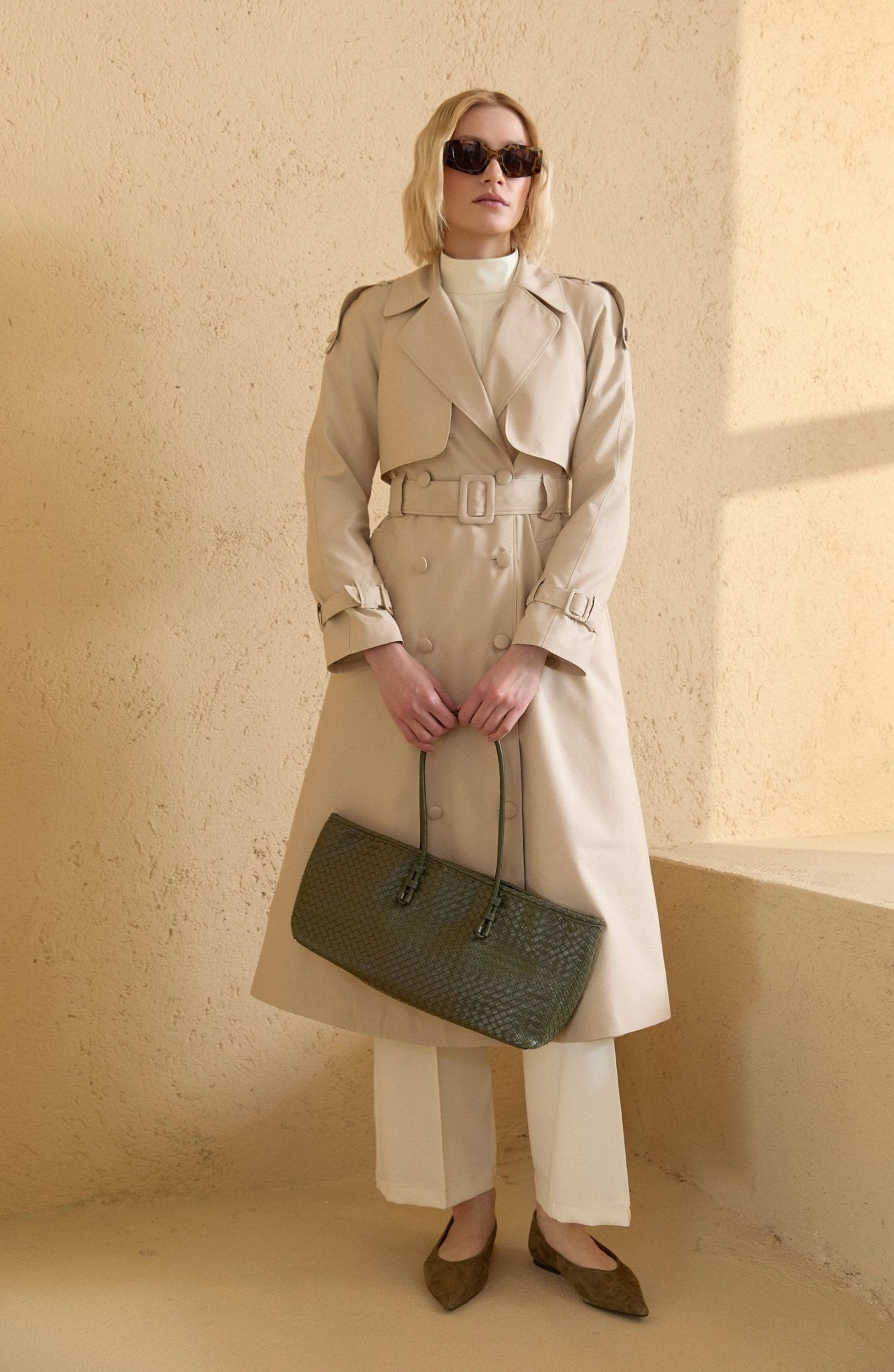 Kaplama Kemerli Taş Trençkot - Fatma Atasoy