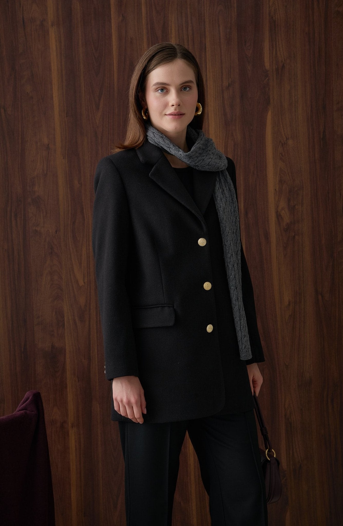 Kaşe Blazer Ceket Siyah - Fatma Atasoy