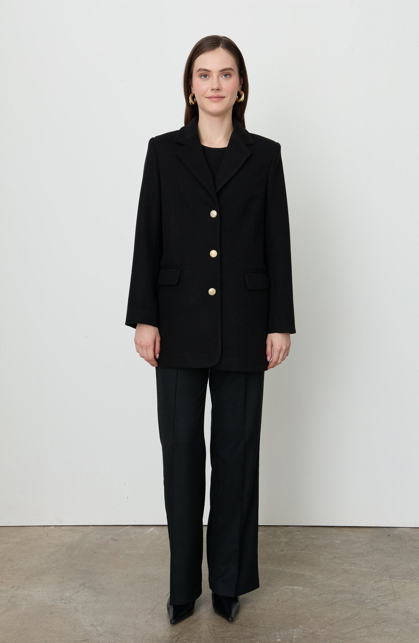 Kaşe Blazer Ceket Siyah - Fatma Atasoy
