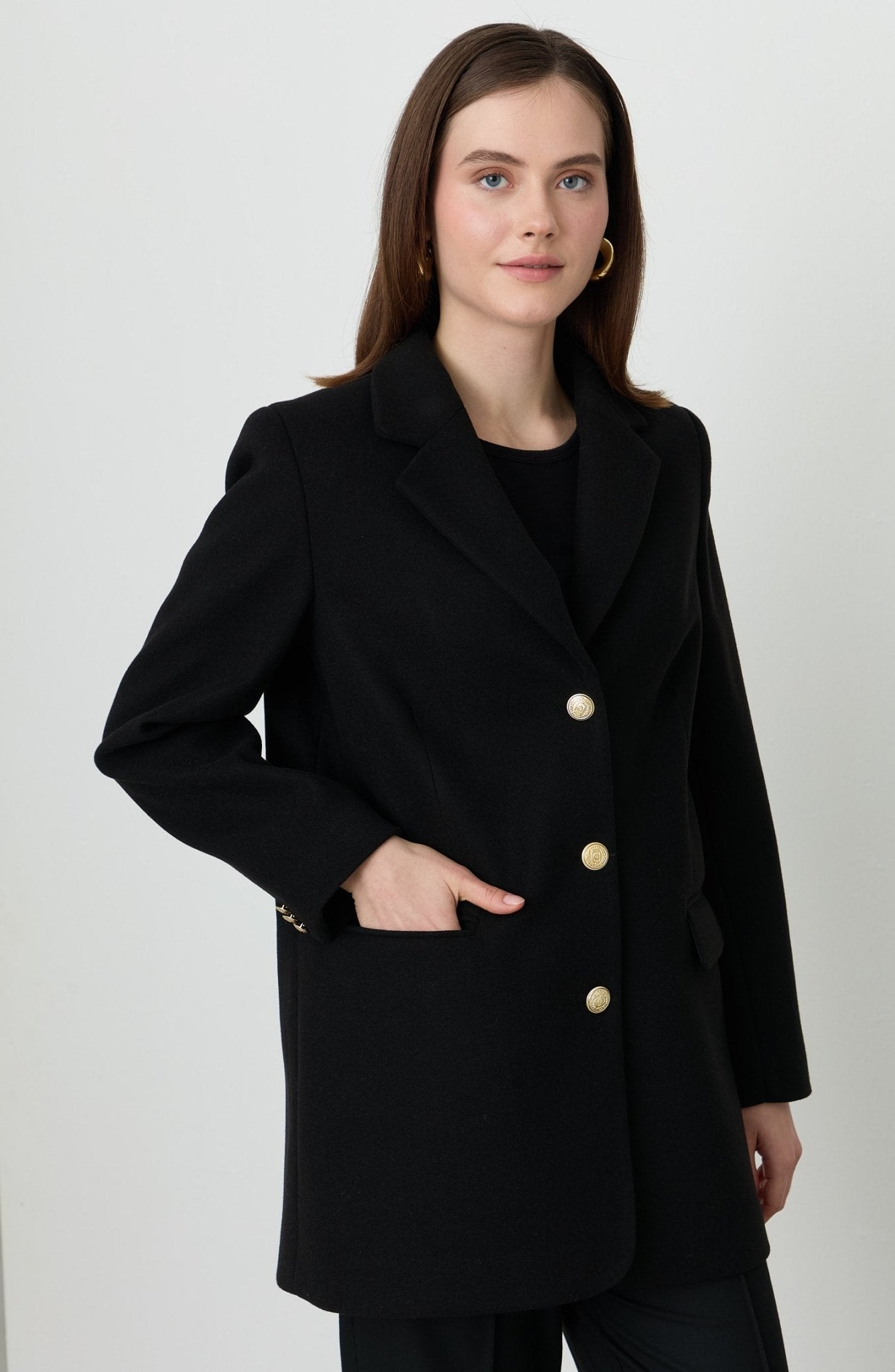 Kaşe Blazer Ceket Siyah - Fatma Atasoy
