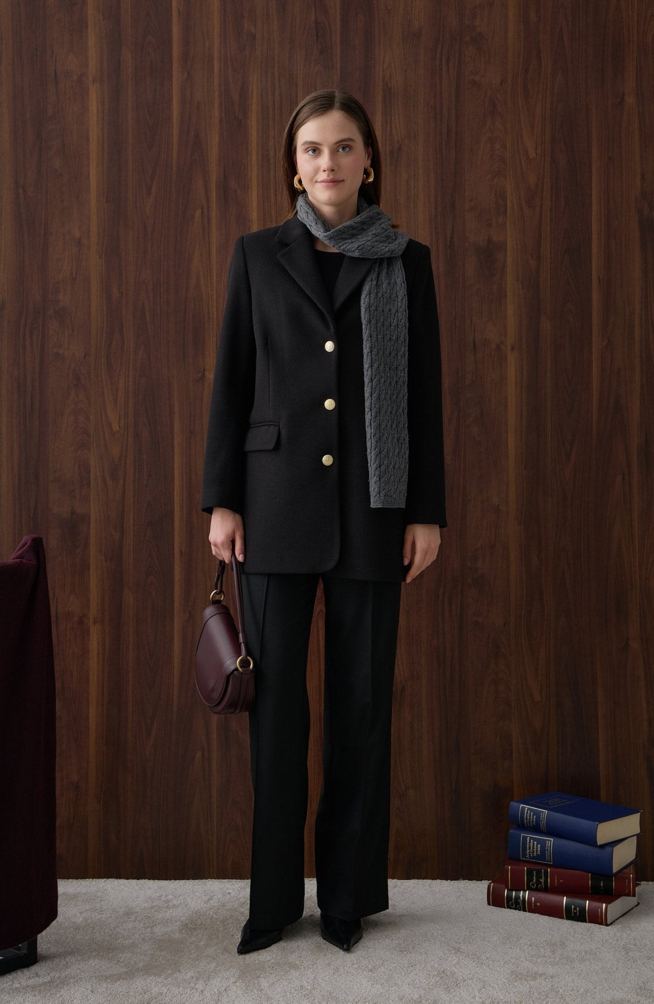 Kaşe Blazer Ceket Siyah - Fatma Atasoy