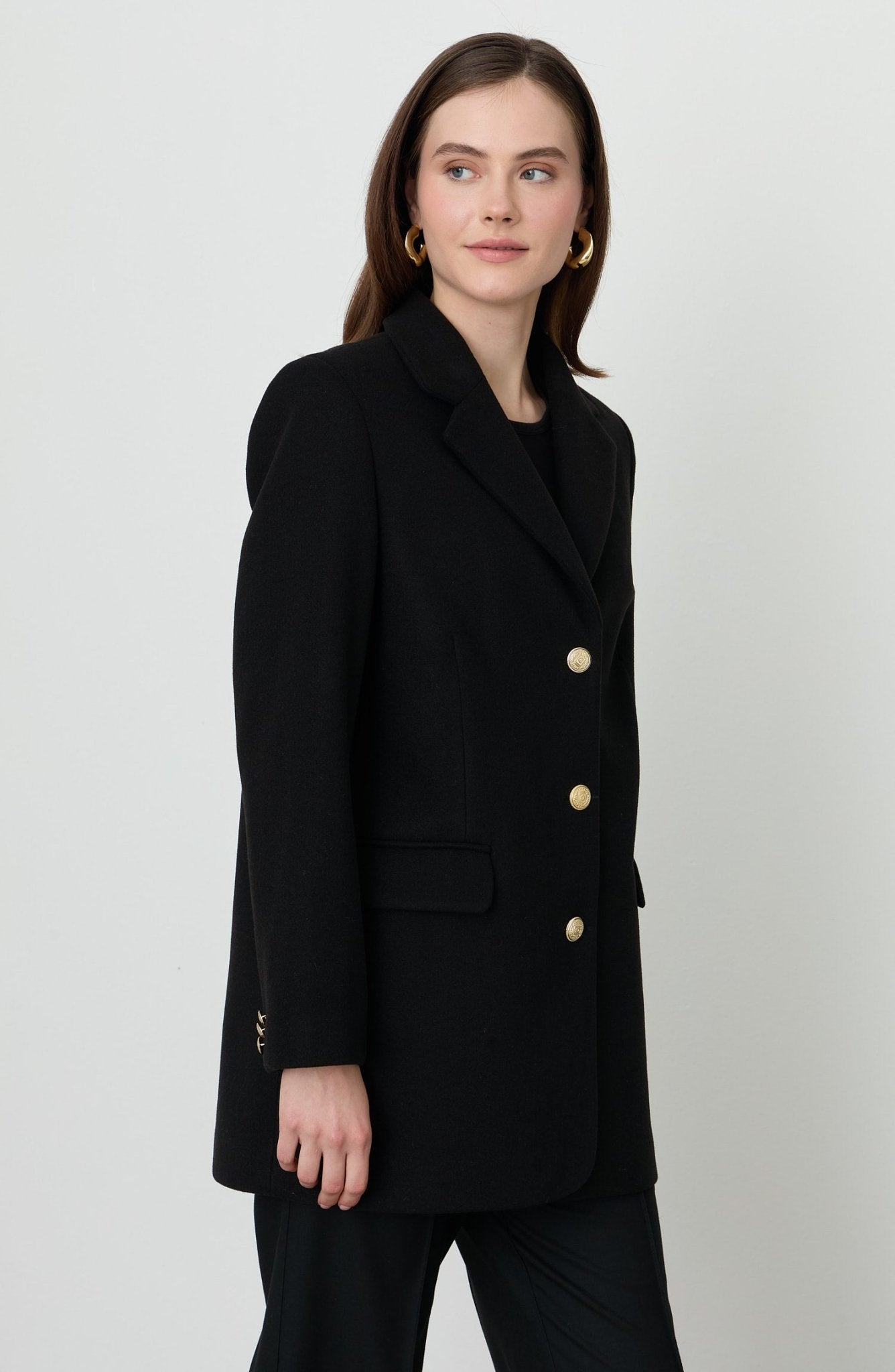 Kaşe Blazer Ceket Siyah - Fatma Atasoy