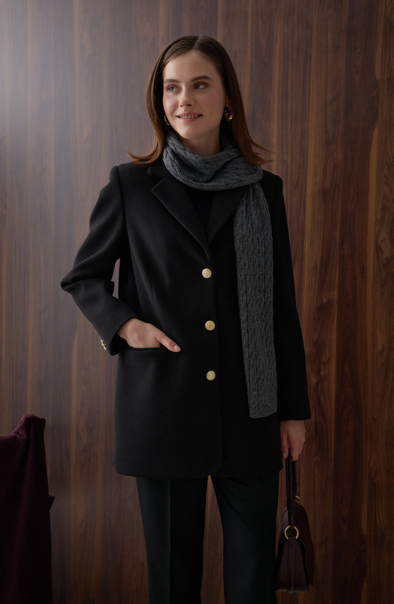 Kaşe Blazer Ceket Siyah - Fatma Atasoy