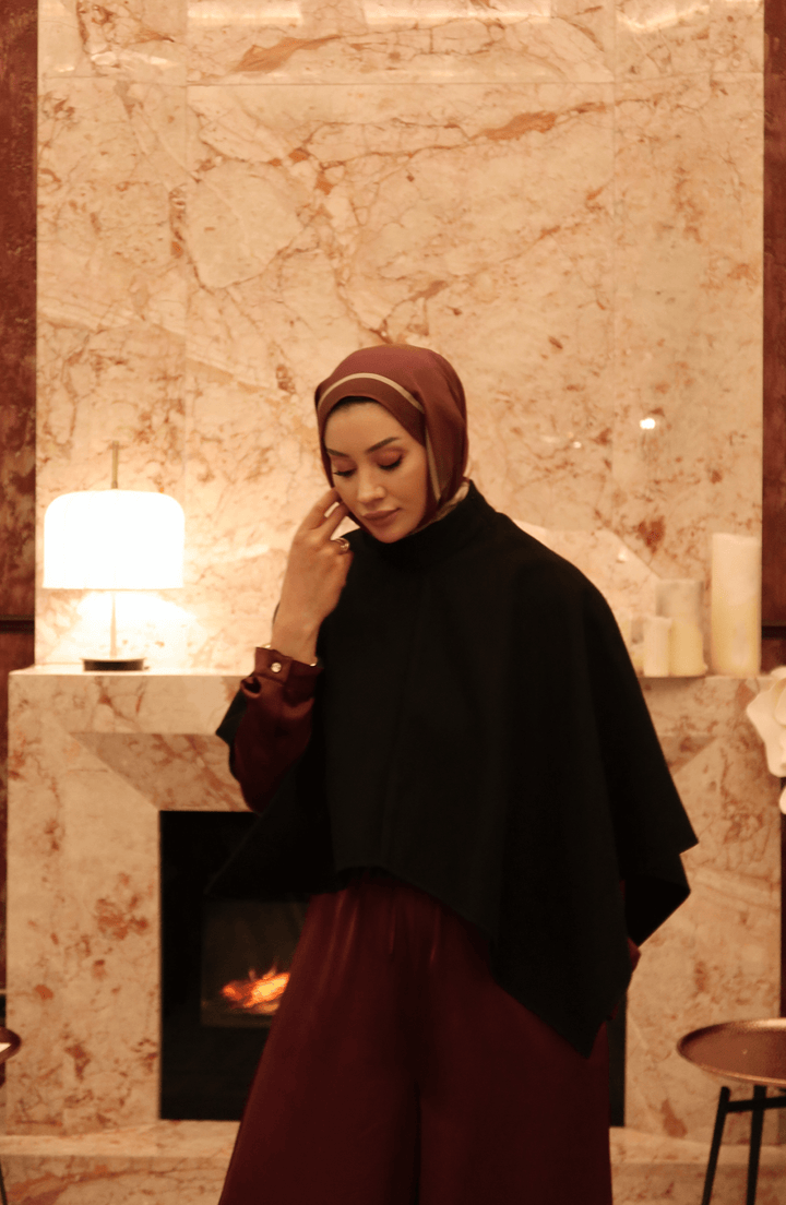 Kaşe Siyah Panço - Fatma Atasoy