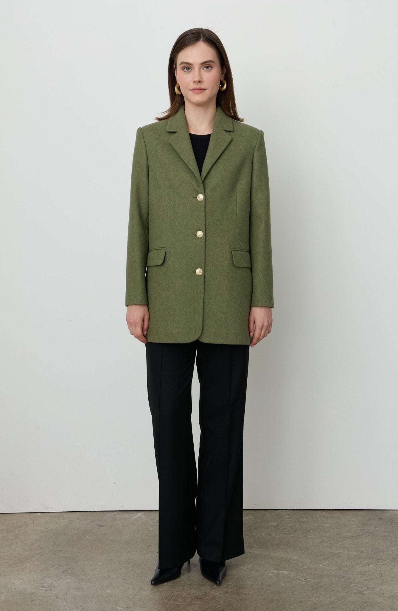 Kaşe Soft Haki Blazer Ceket - Fatma Atasoy