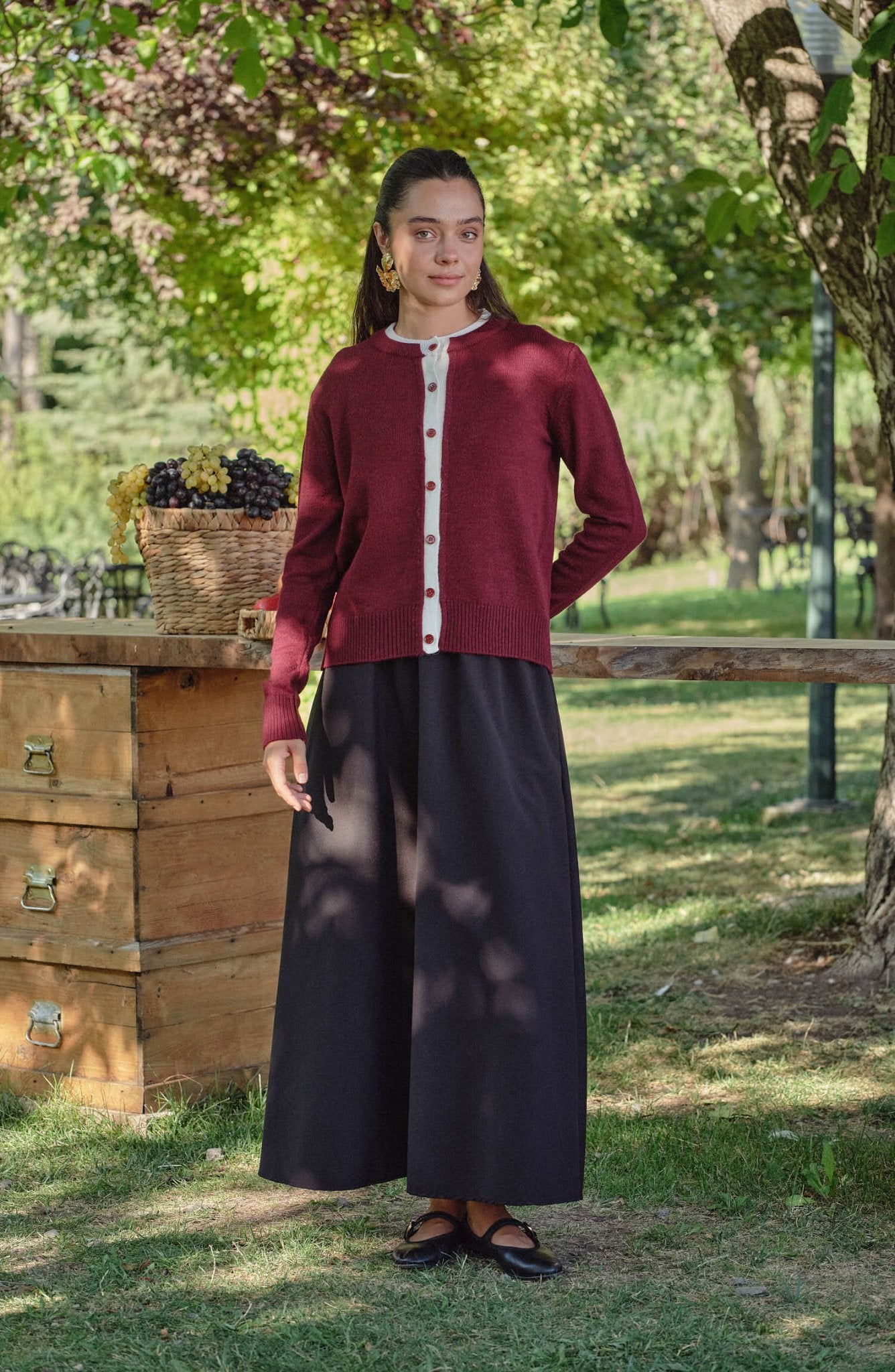 Katmanlı Kısa Bordo Triko Hırka - Fatma Atasoy