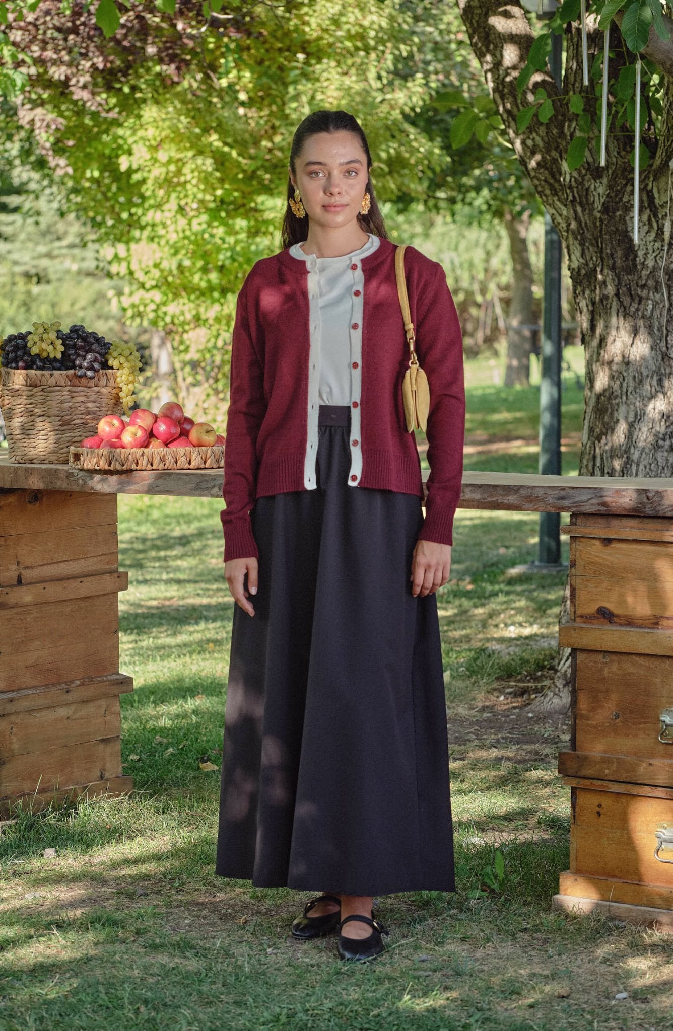 Katmanlı Kısa Bordo Triko Hırka - Fatma Atasoy