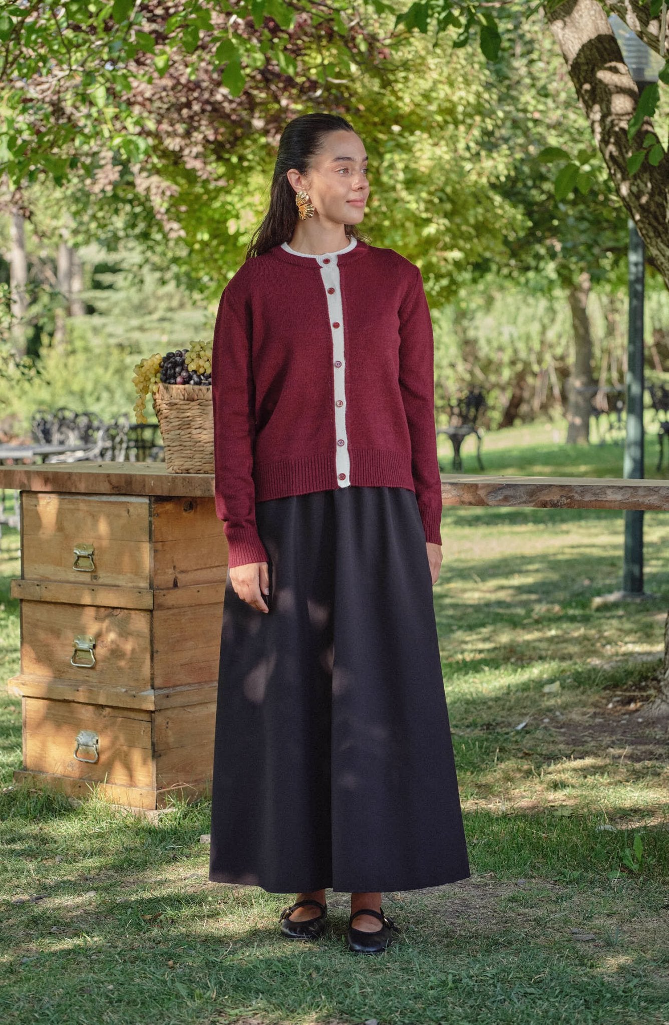 Katmanlı Kısa Bordo Triko Hırka - Fatma Atasoy